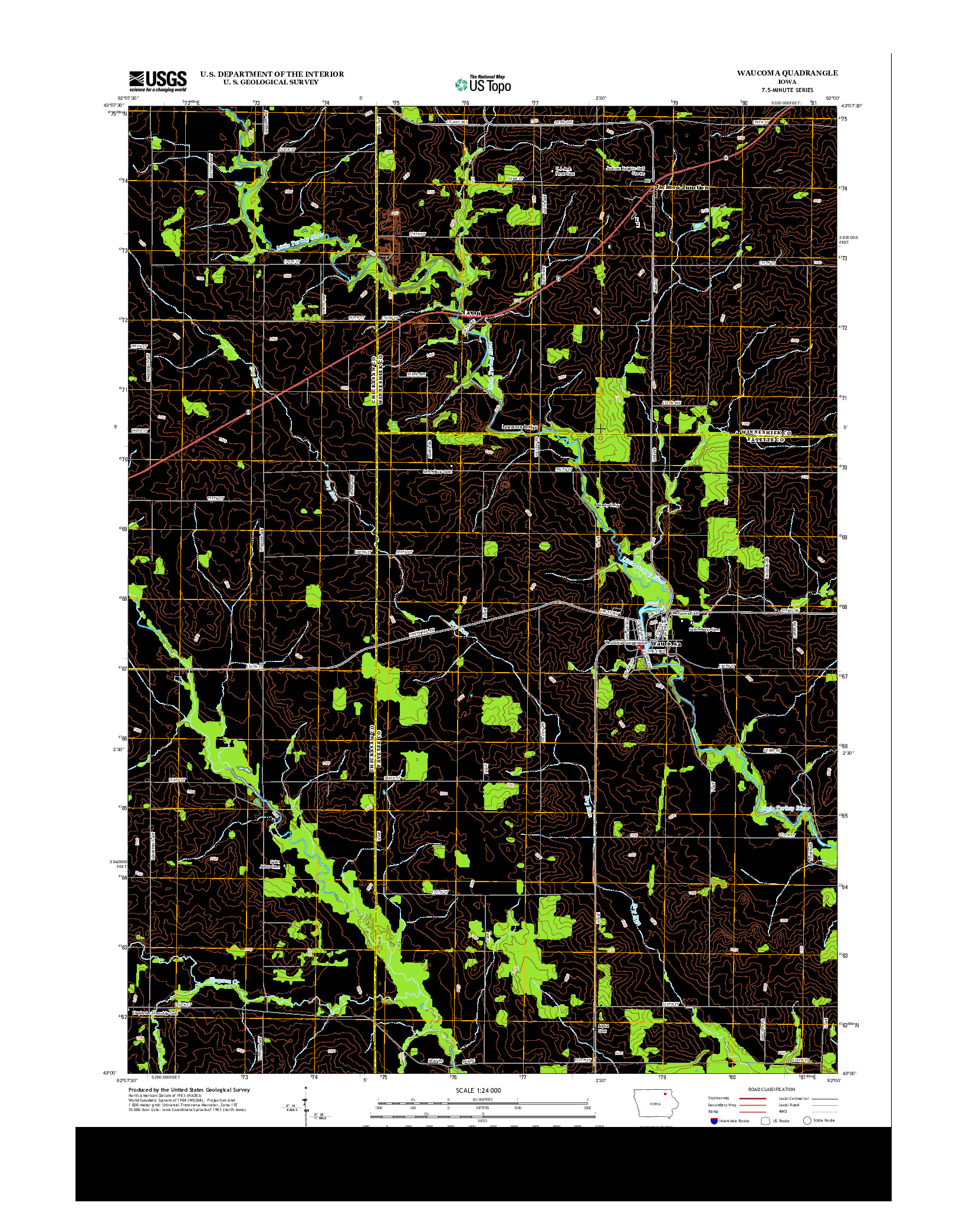 USGS US TOPO 7.5-MINUTE MAP FOR WAUCOMA, IA 2013