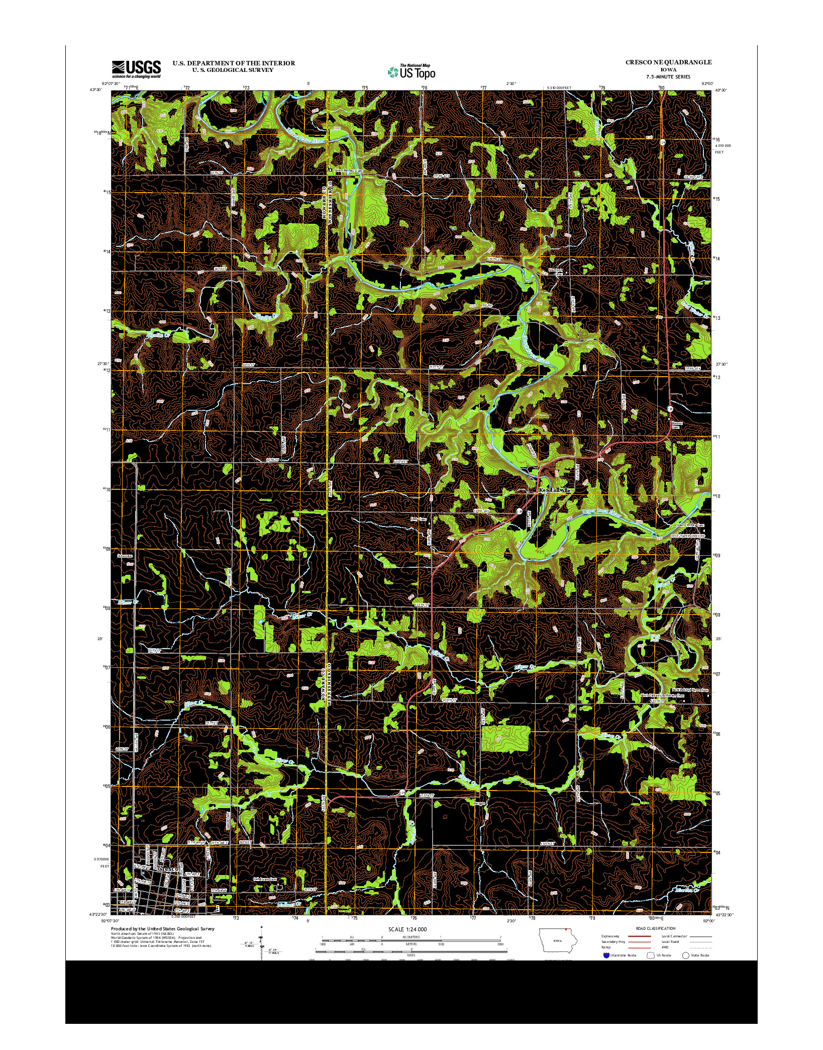 USGS US TOPO 7.5-MINUTE MAP FOR CRESCO NE, IA 2013