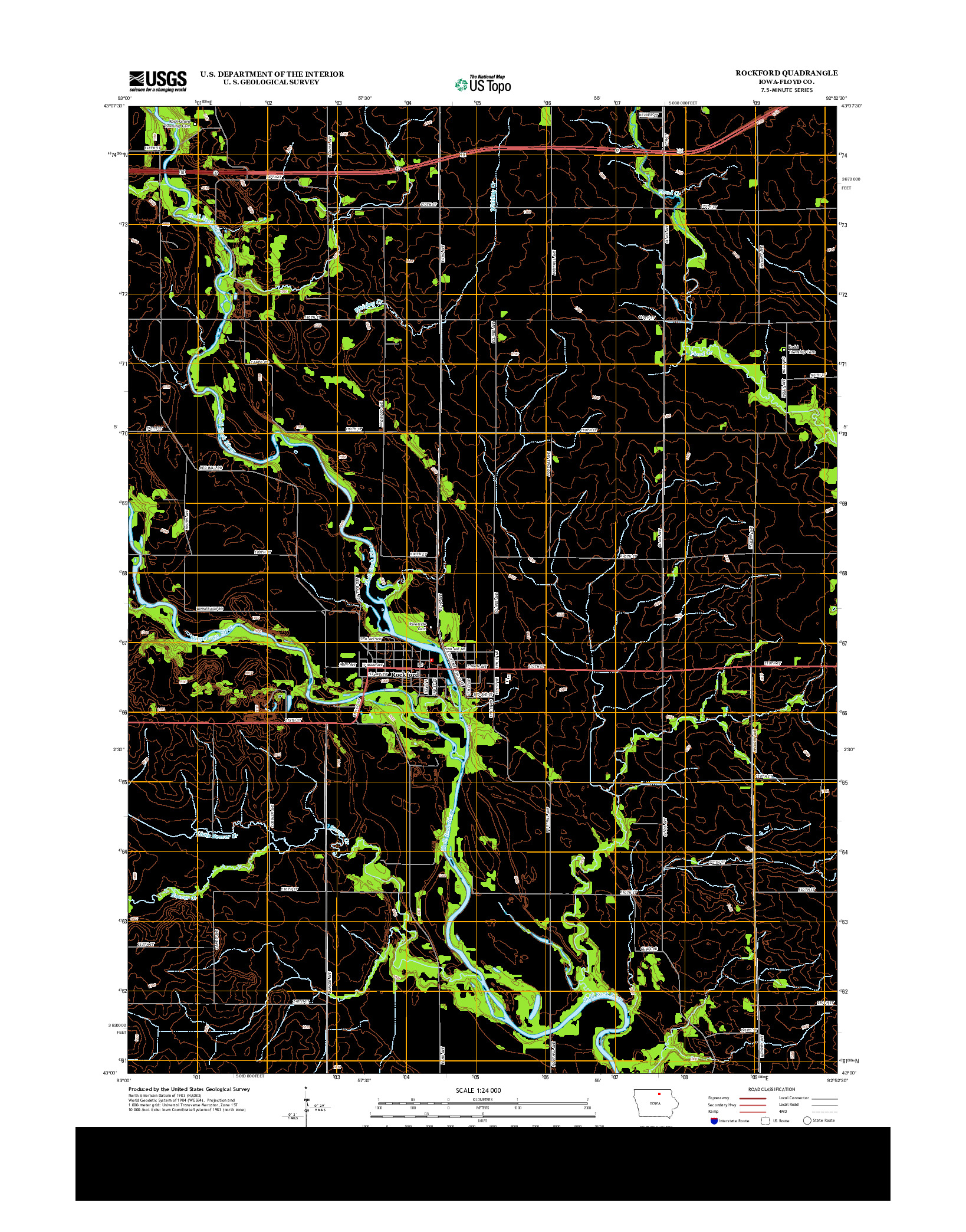 USGS US TOPO 7.5-MINUTE MAP FOR ROCKFORD, IA 2013