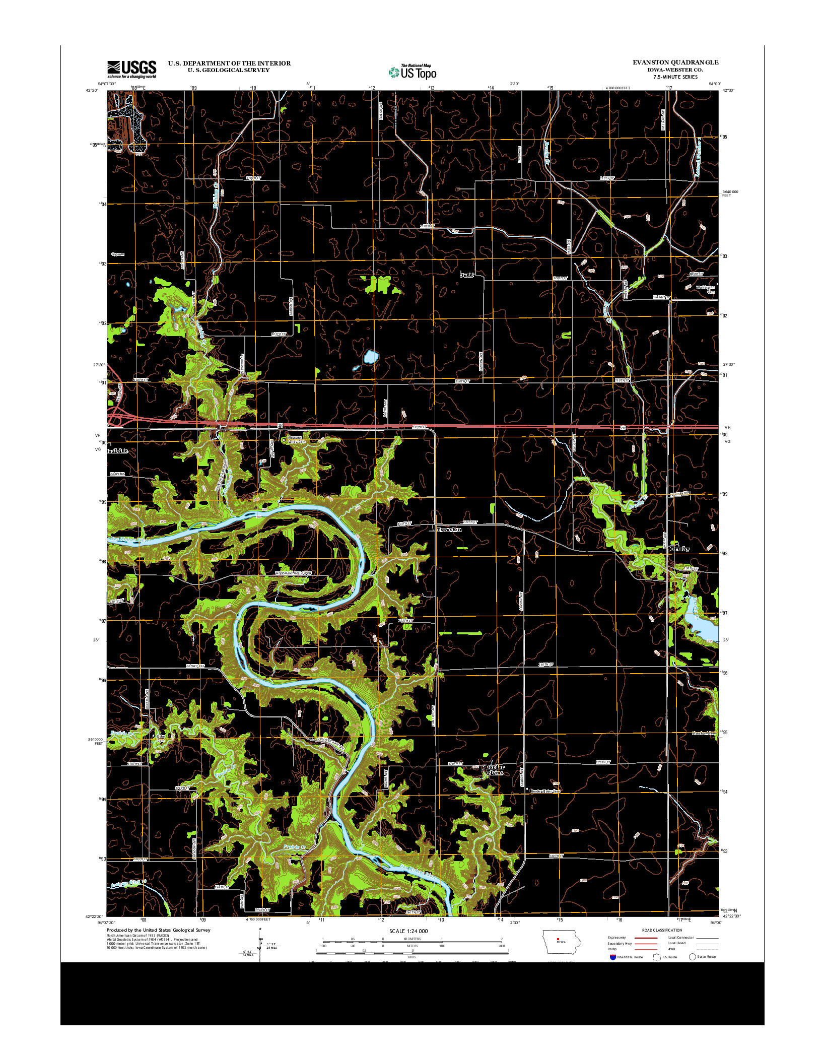 USGS US TOPO 7.5-MINUTE MAP FOR EVANSTON, IA 2013