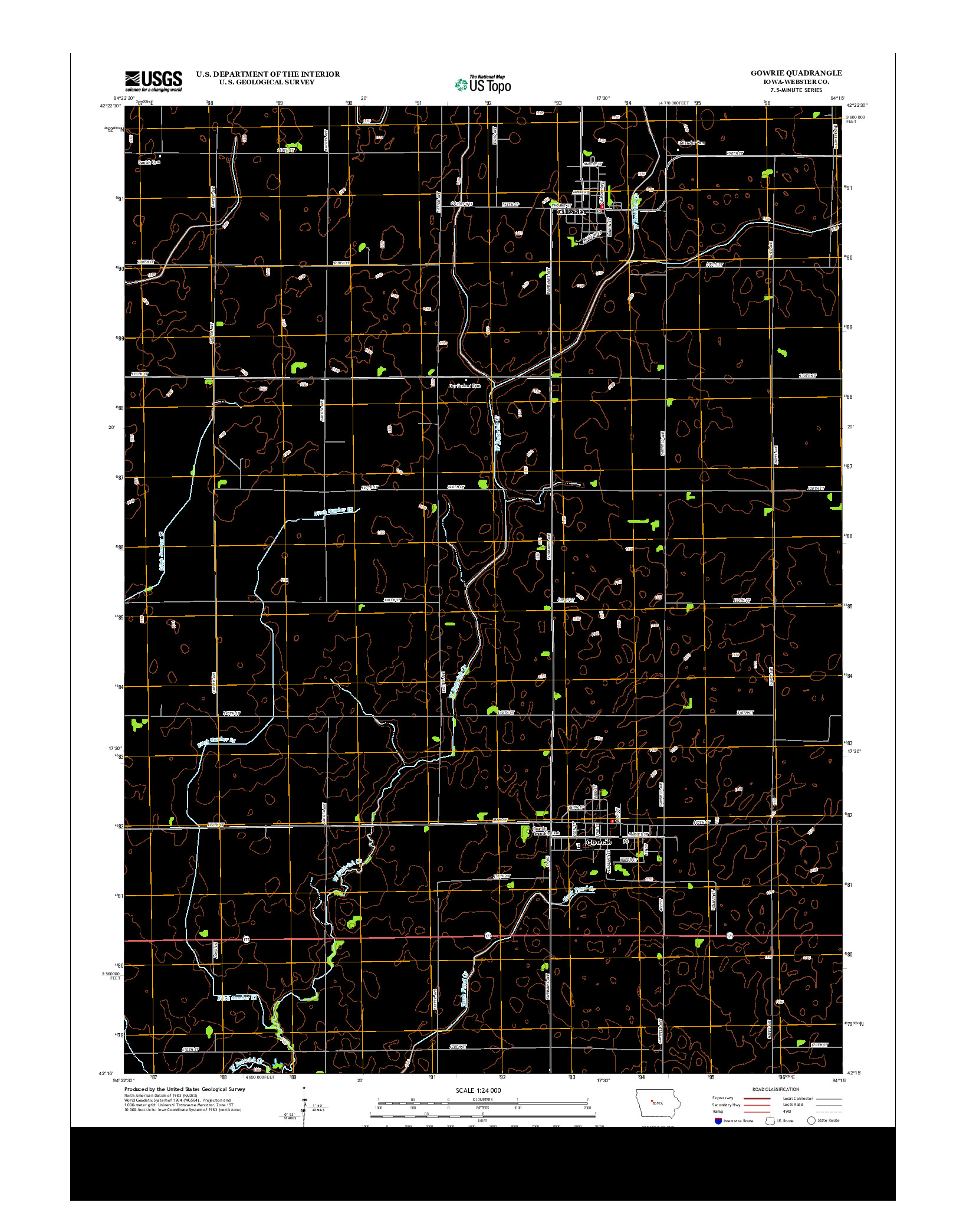 USGS US TOPO 7.5-MINUTE MAP FOR GOWRIE, IA 2013