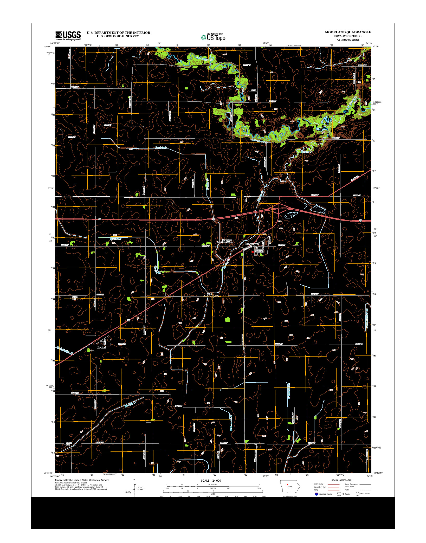 USGS US TOPO 7.5-MINUTE MAP FOR MOORLAND, IA 2013