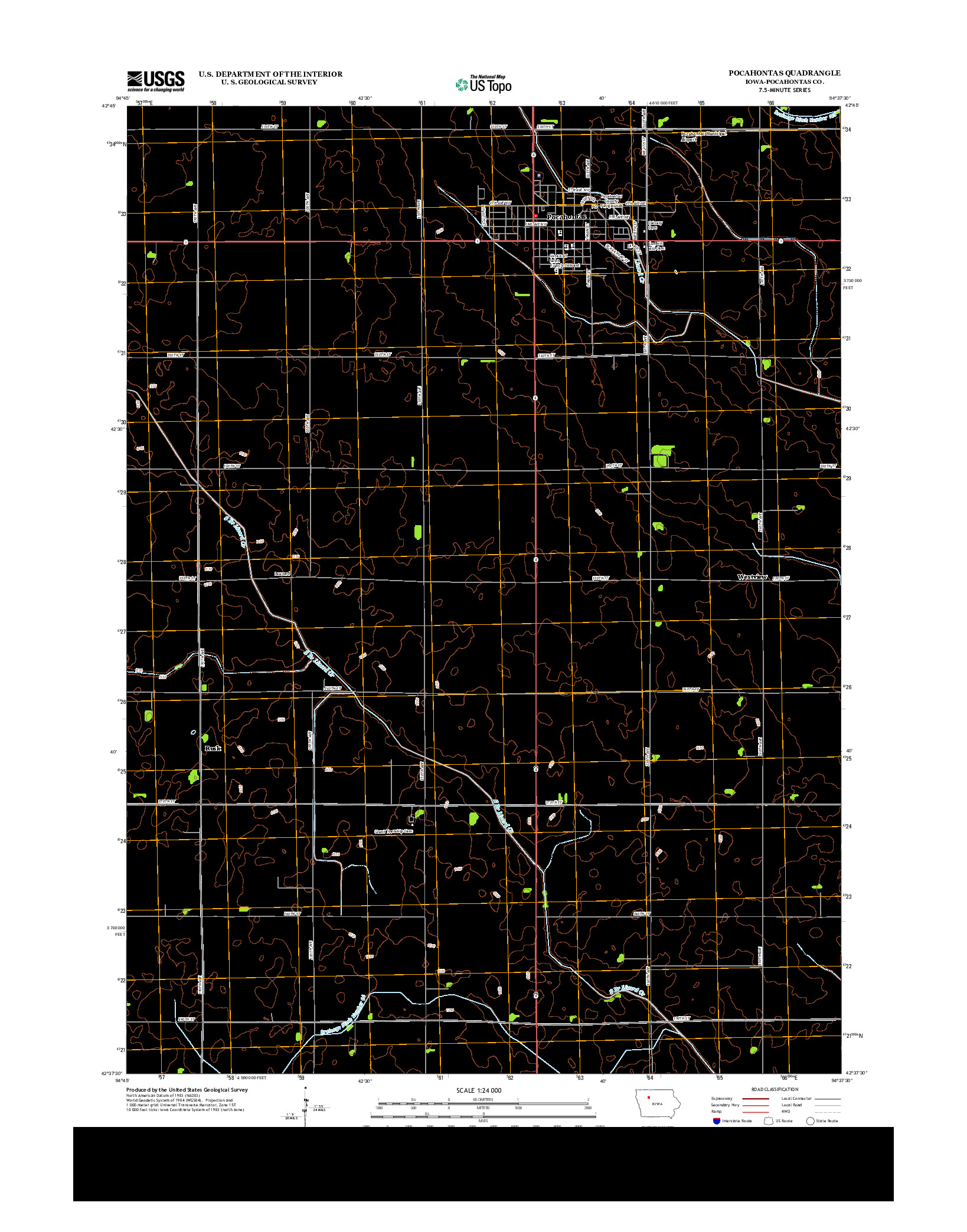 USGS US TOPO 7.5-MINUTE MAP FOR POCAHONTAS, IA 2013