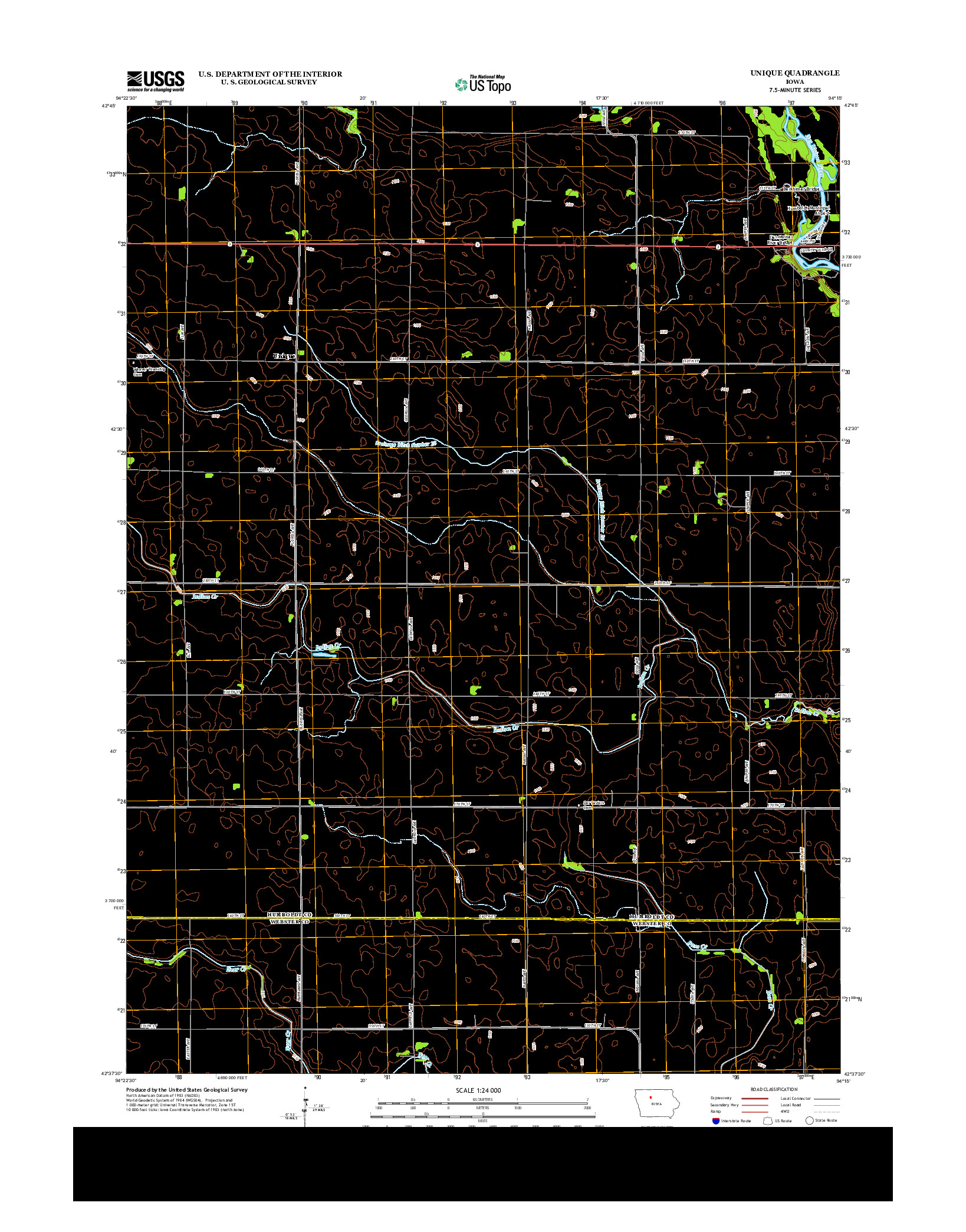 USGS US TOPO 7.5-MINUTE MAP FOR UNIQUE, IA 2013