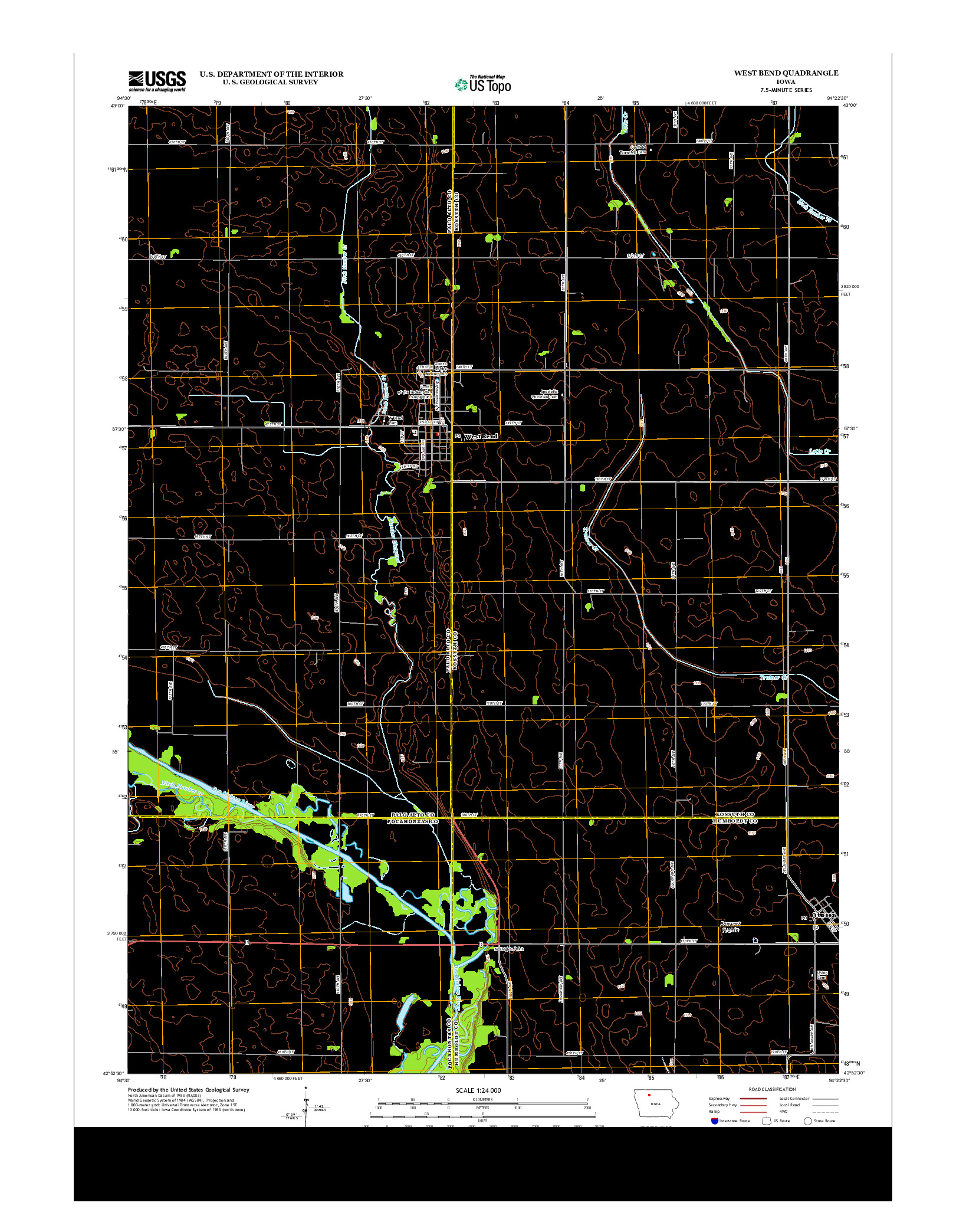 USGS US TOPO 7.5-MINUTE MAP FOR WEST BEND, IA 2013