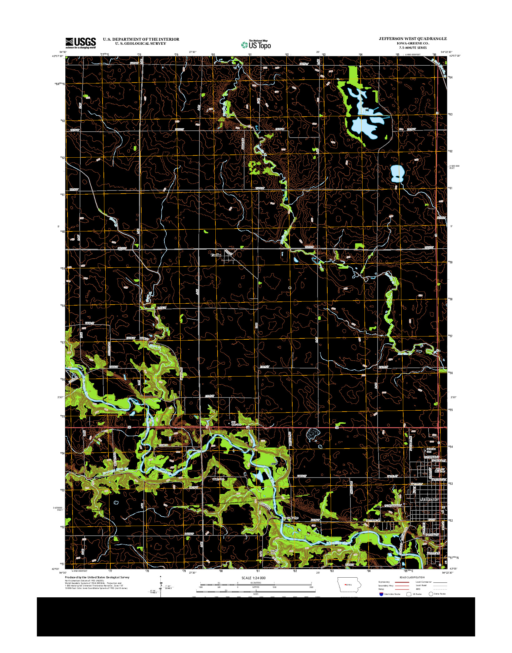 USGS US TOPO 7.5-MINUTE MAP FOR JEFFERSON WEST, IA 2013