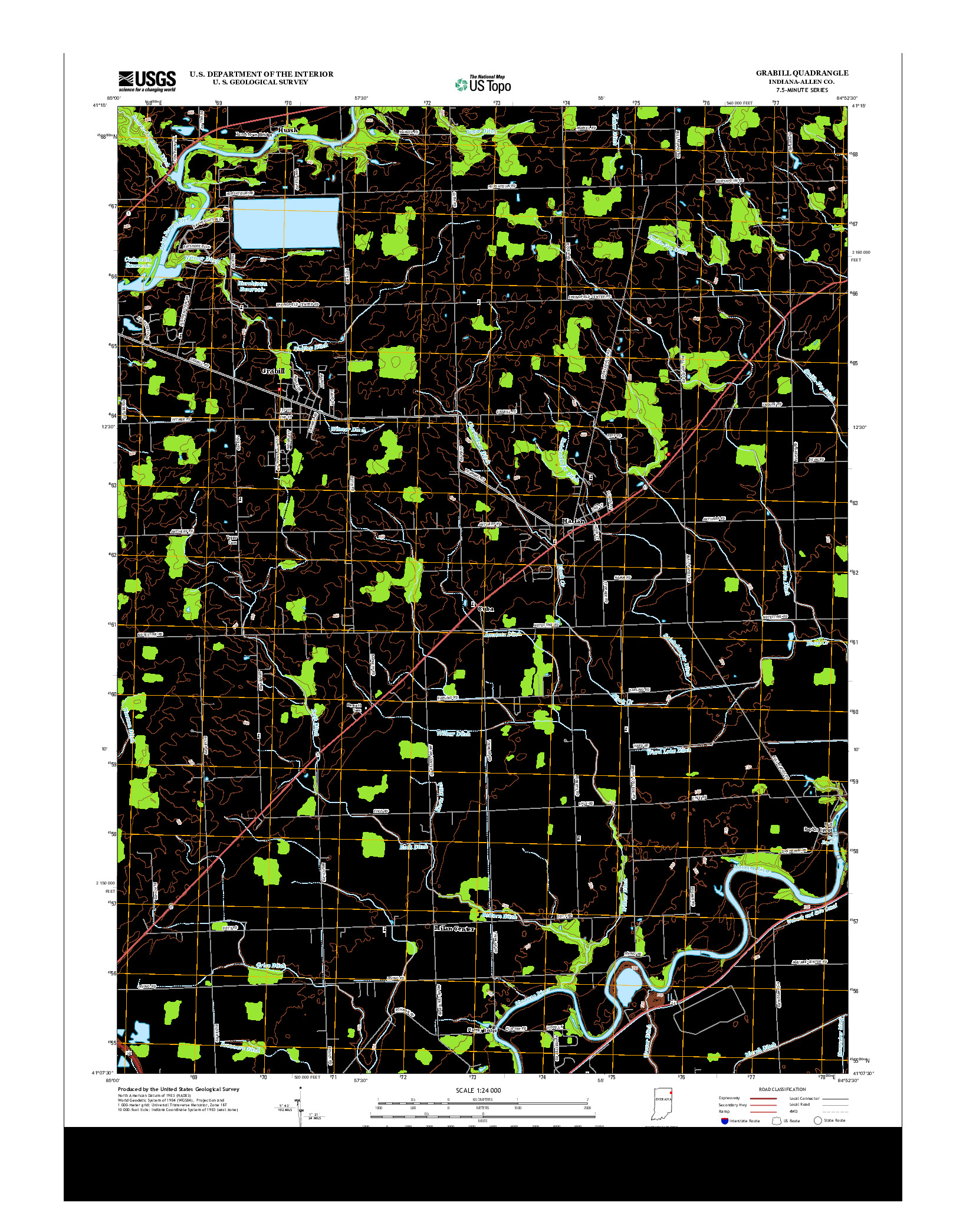 USGS US TOPO 7.5-MINUTE MAP FOR GRABILL, IN 2013