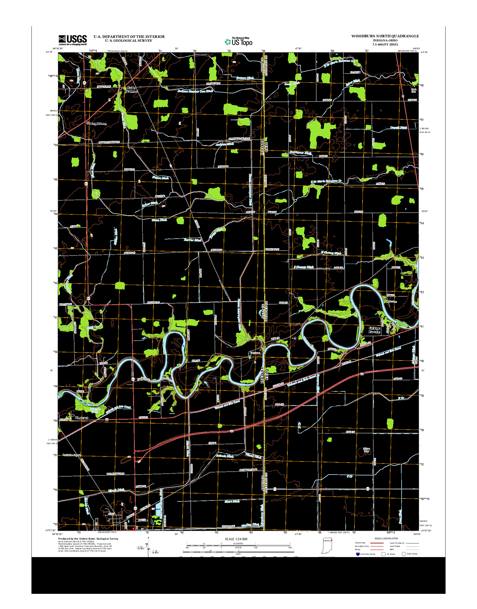 USGS US TOPO 7.5-MINUTE MAP FOR WOODBURN NORTH, IN-OH 2013