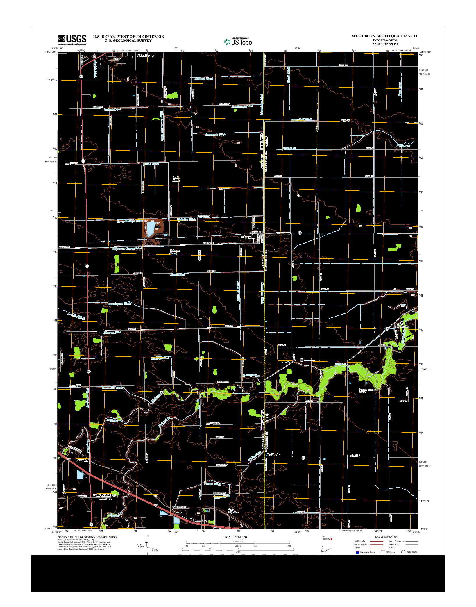 USGS US TOPO 7.5-MINUTE MAP FOR WOODBURN SOUTH, IN-OH 2013
