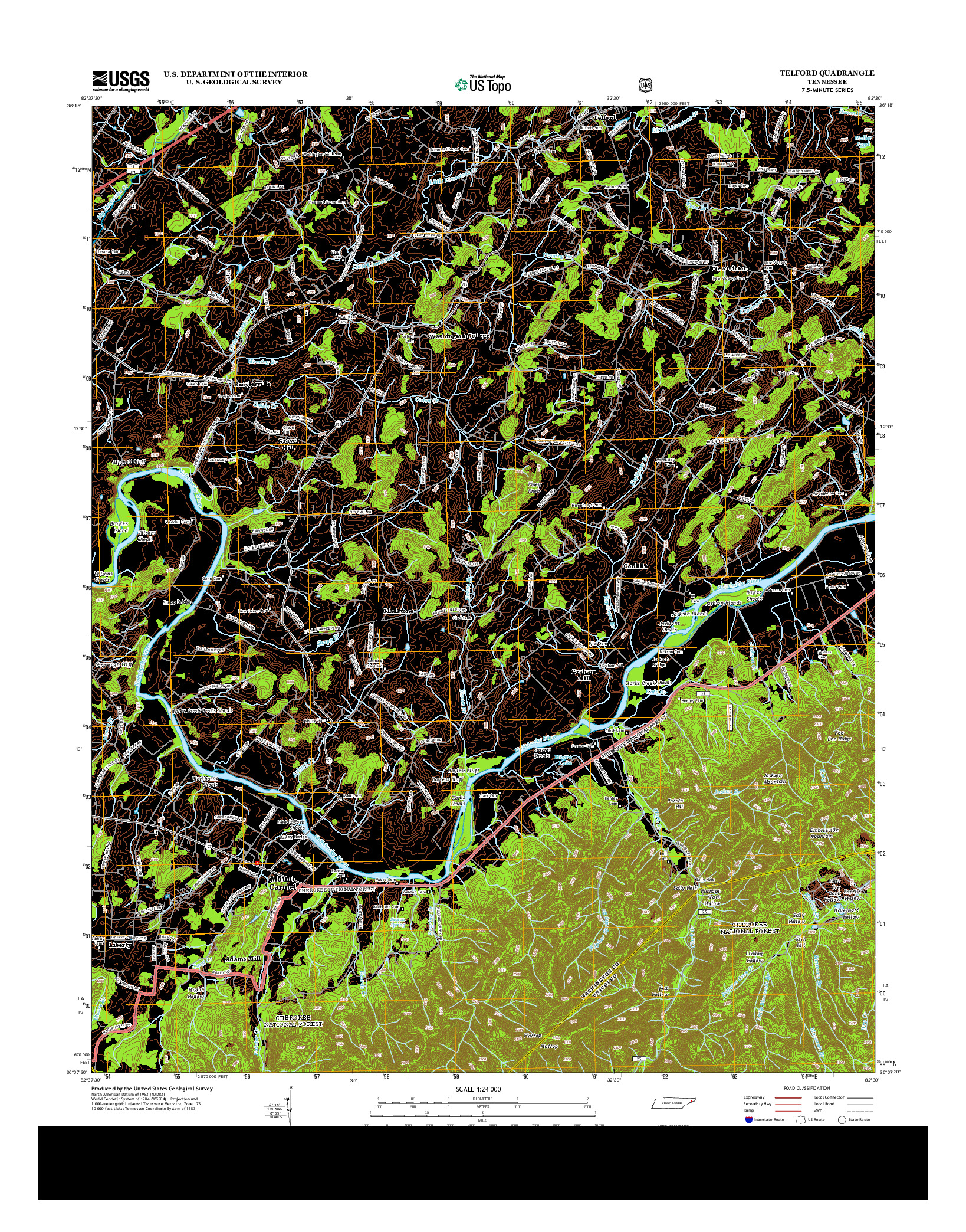 USGS US TOPO 7.5-MINUTE MAP FOR TELFORD, TN 2013