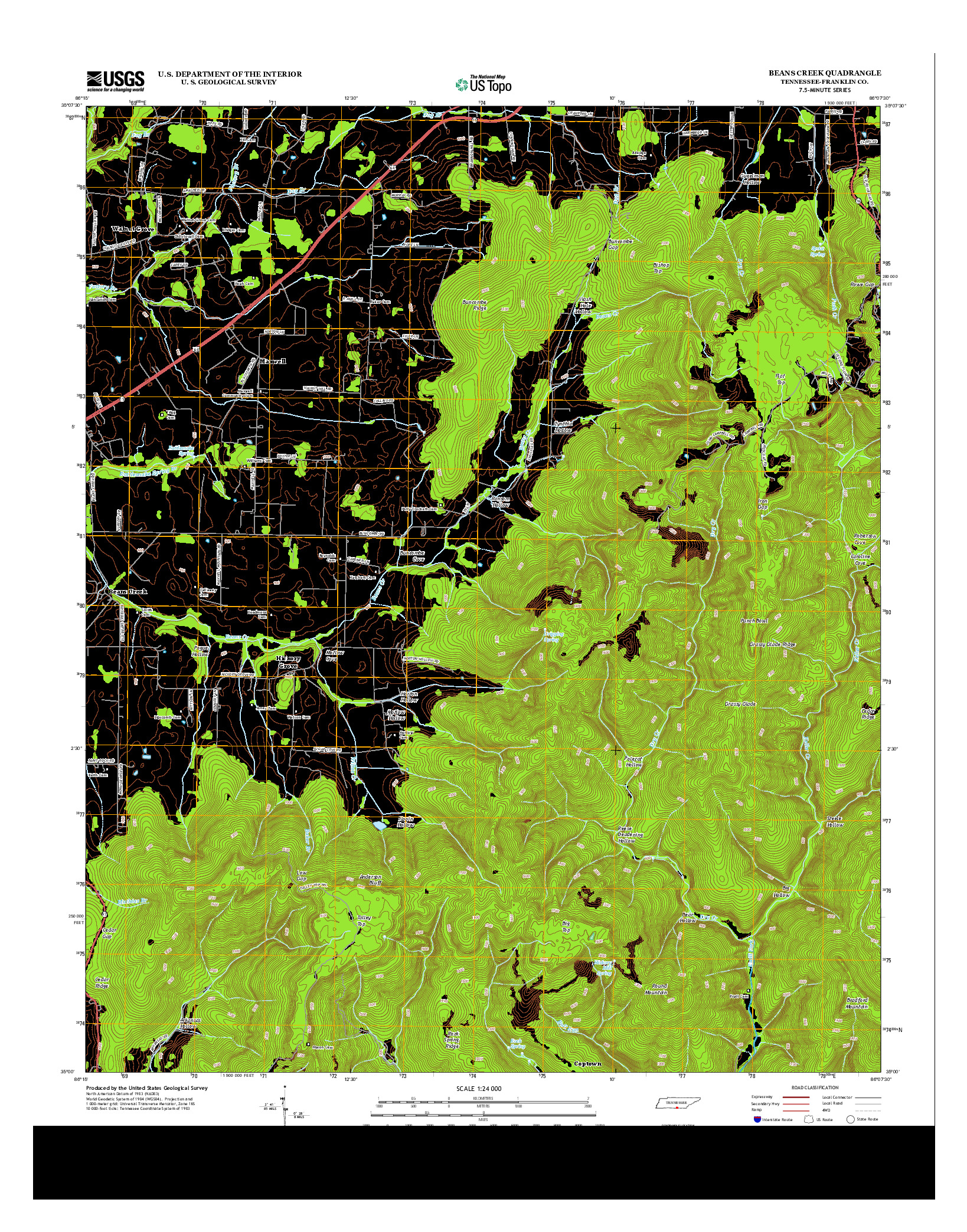 USGS US TOPO 7.5-MINUTE MAP FOR BEANS CREEK, TN 2013