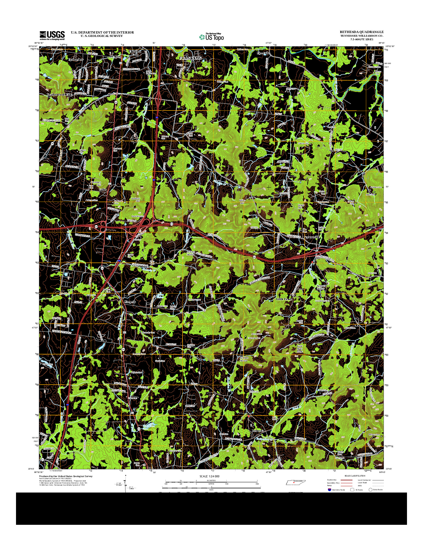 USGS US TOPO 7.5-MINUTE MAP FOR BETHESDA, TN 2013