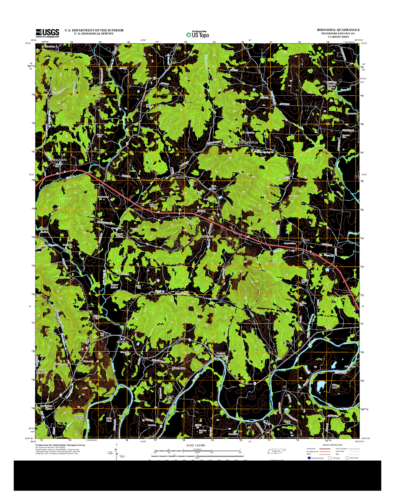 USGS US TOPO 7.5-MINUTE MAP FOR BOONSHILL, TN 2013