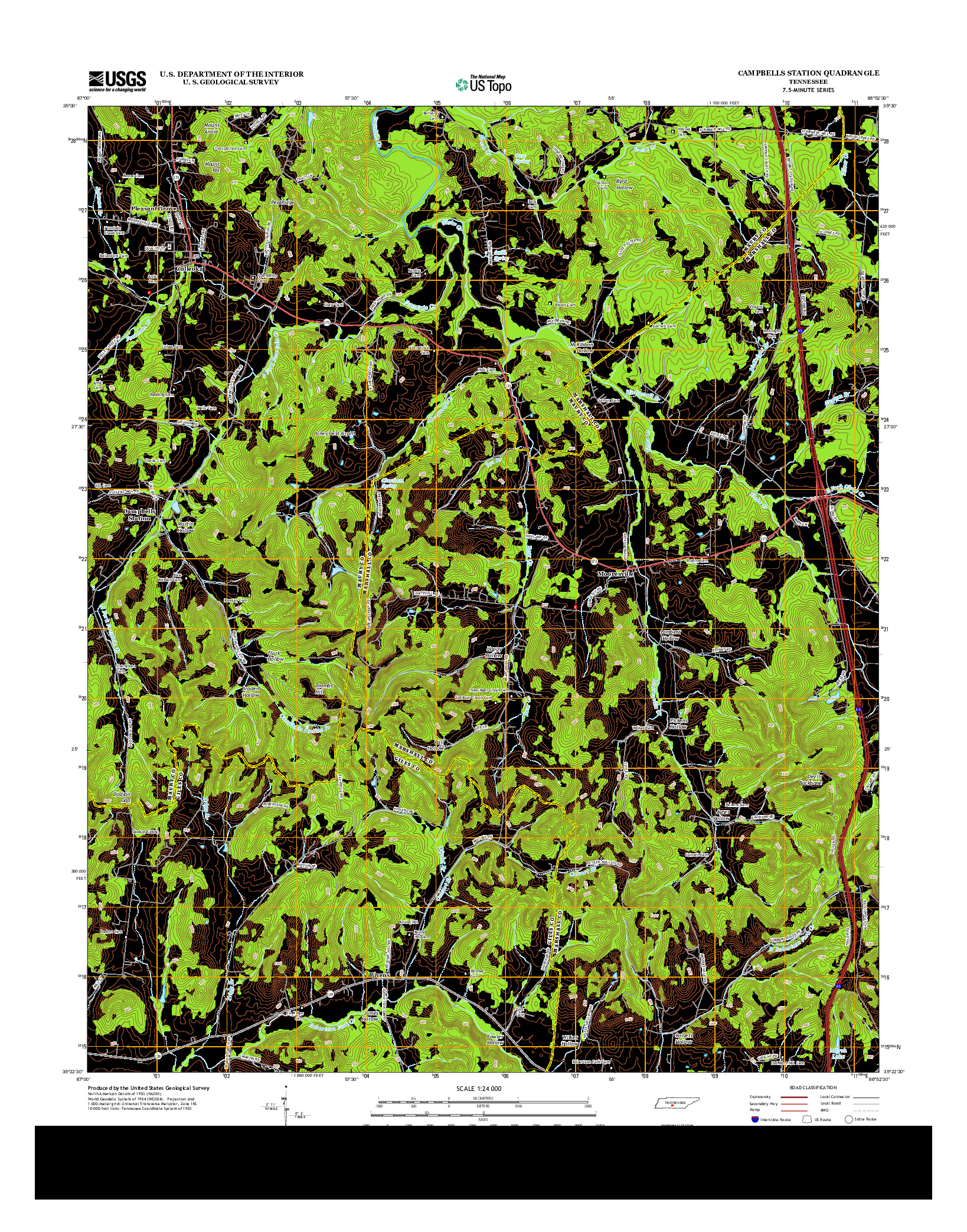 USGS US TOPO 7.5-MINUTE MAP FOR CAMPBELLS STATION, TN 2013