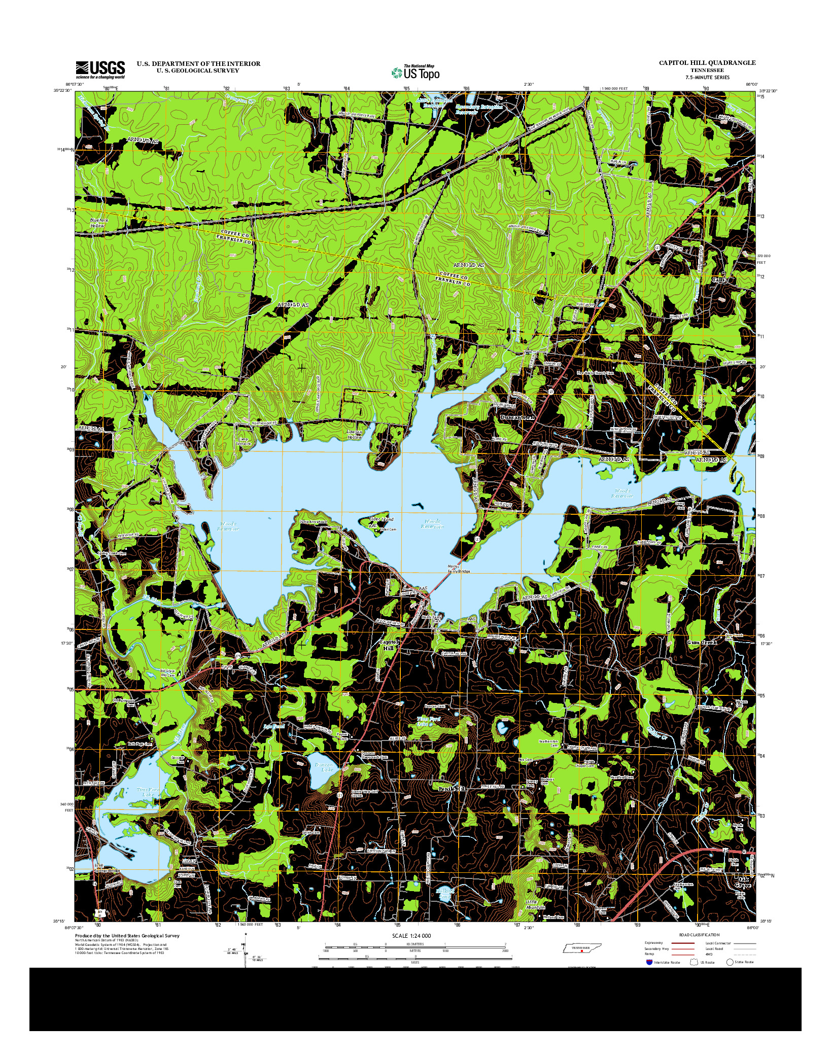 USGS US TOPO 7.5-MINUTE MAP FOR CAPITOL HILL, TN 2013