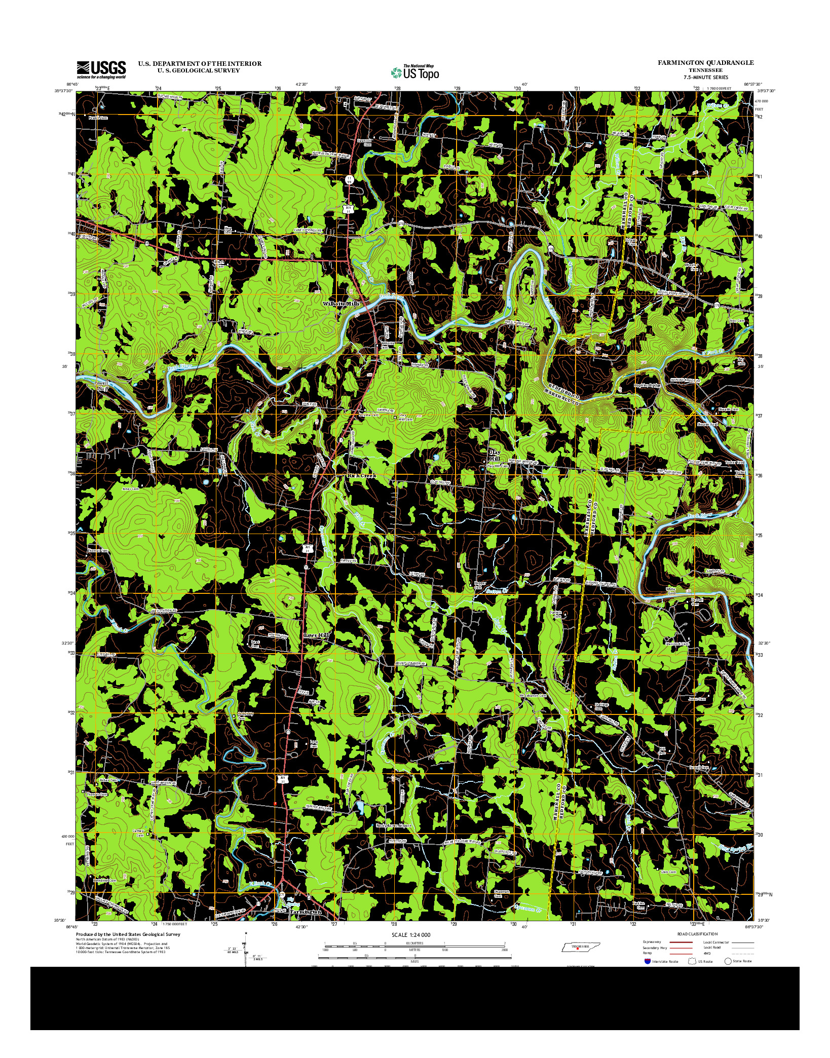 USGS US TOPO 7.5-MINUTE MAP FOR FARMINGTON, TN 2013