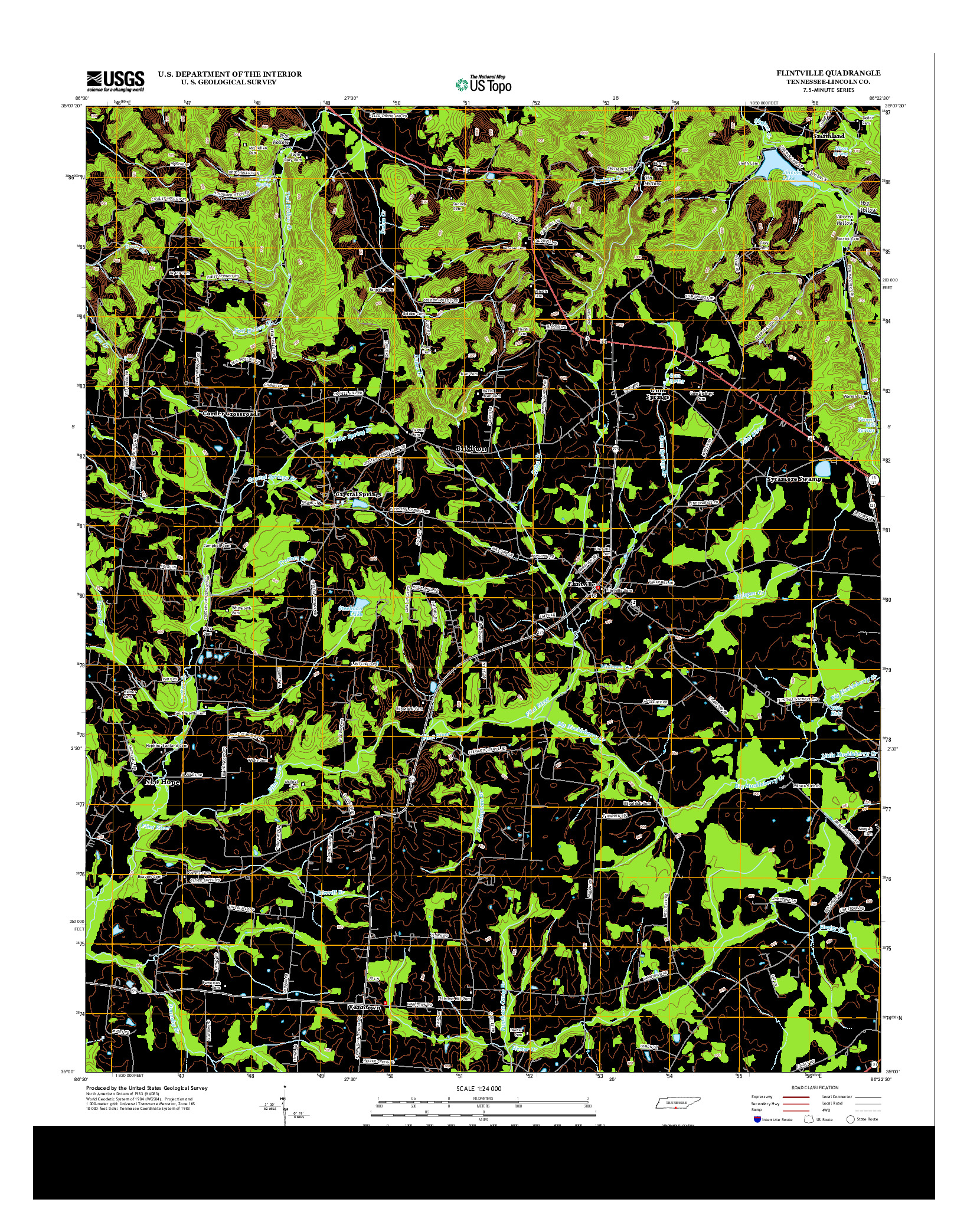 USGS US TOPO 7.5-MINUTE MAP FOR FLINTVILLE, TN 2013