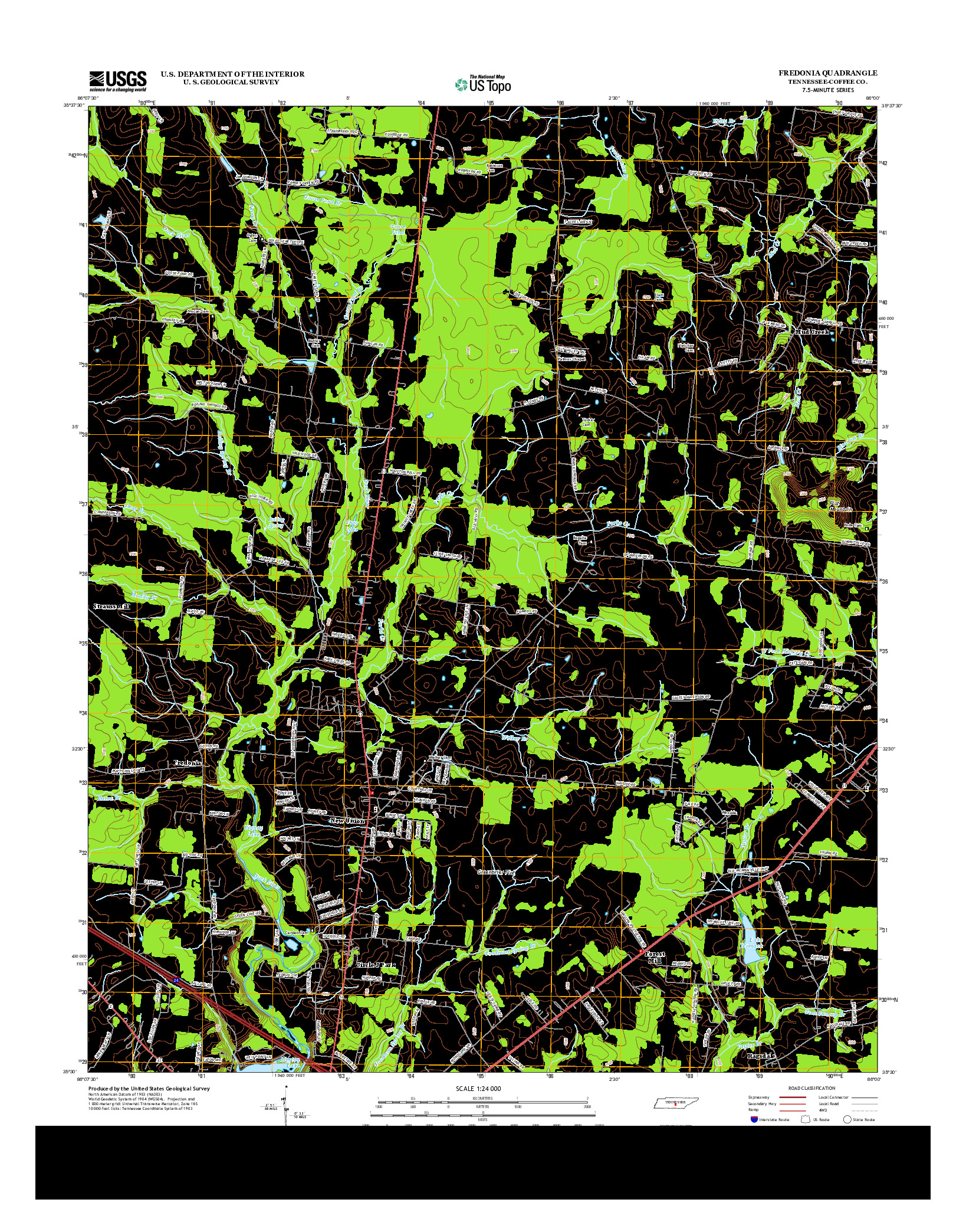 USGS US TOPO 7.5-MINUTE MAP FOR FREDONIA, TN 2013