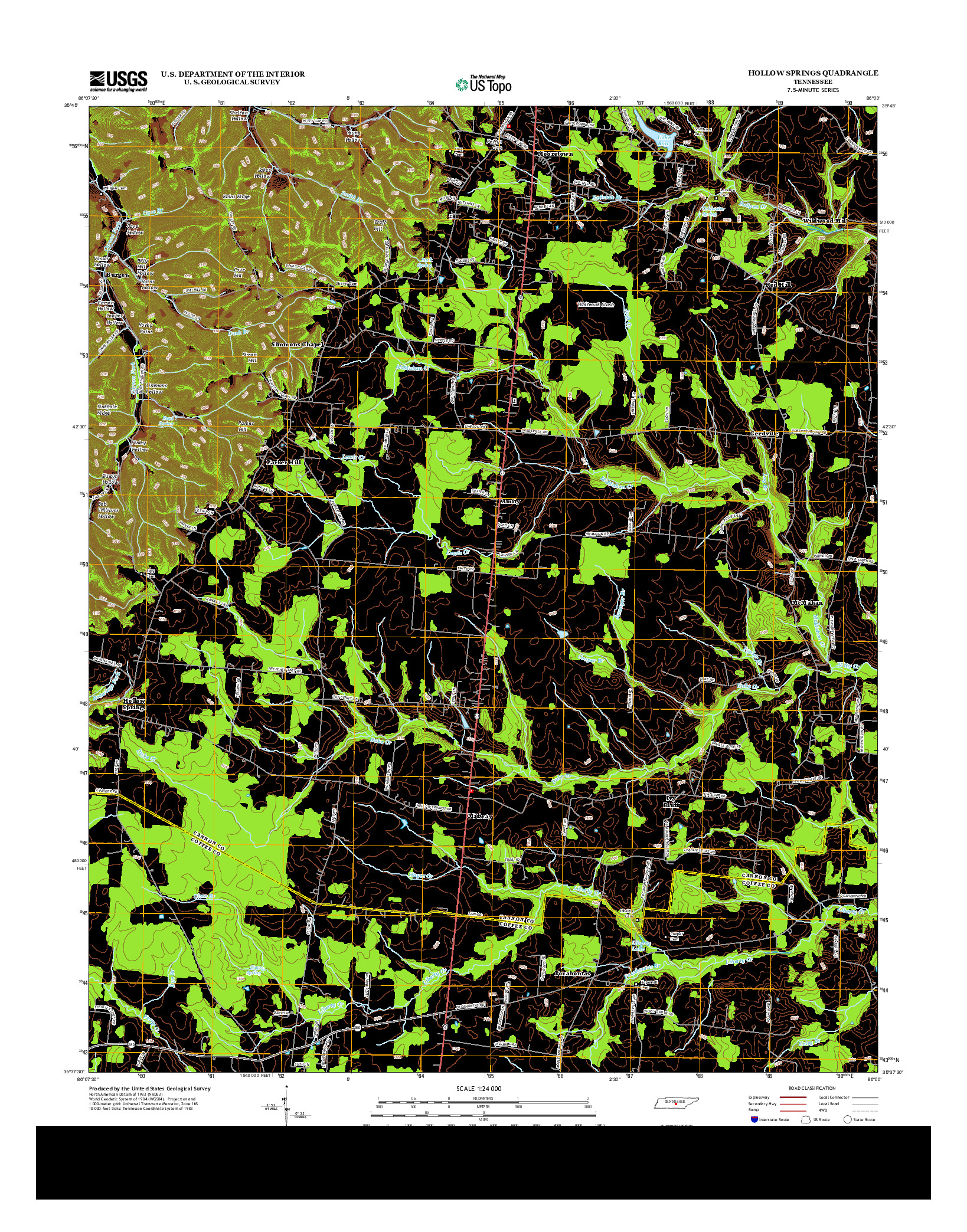 USGS US TOPO 7.5-MINUTE MAP FOR HOLLOW SPRINGS, TN 2013