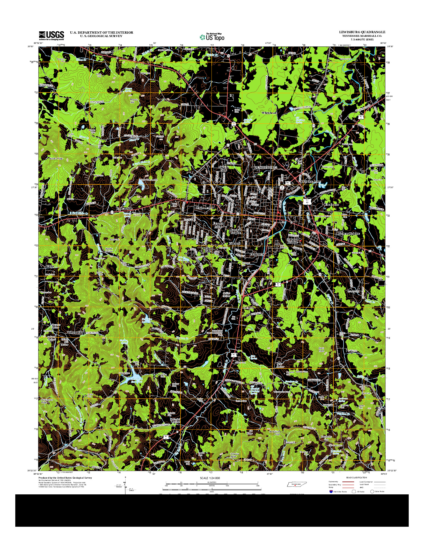 USGS US TOPO 7.5-MINUTE MAP FOR LEWISBURG, TN 2013