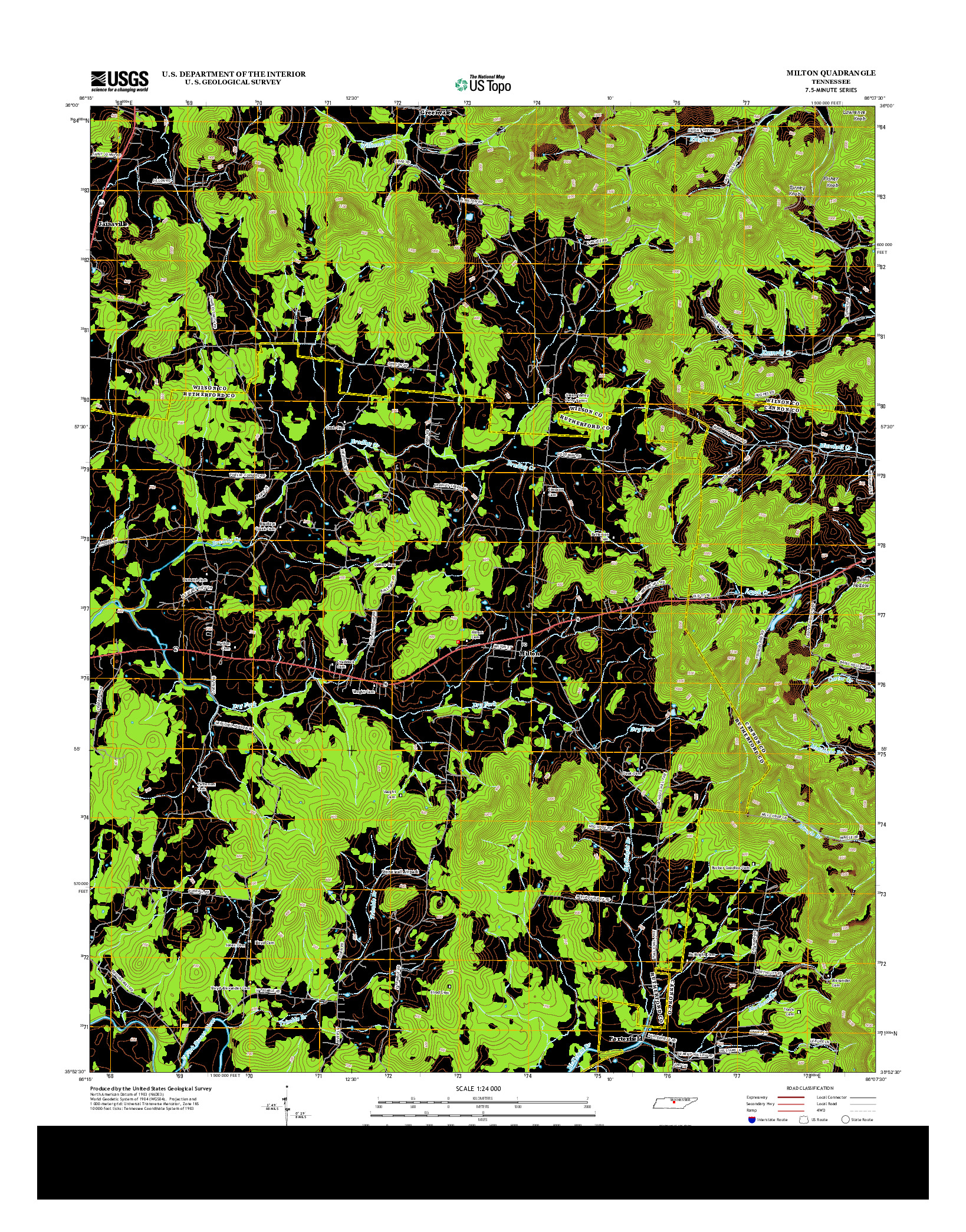 USGS US TOPO 7.5-MINUTE MAP FOR MILTON, TN 2013