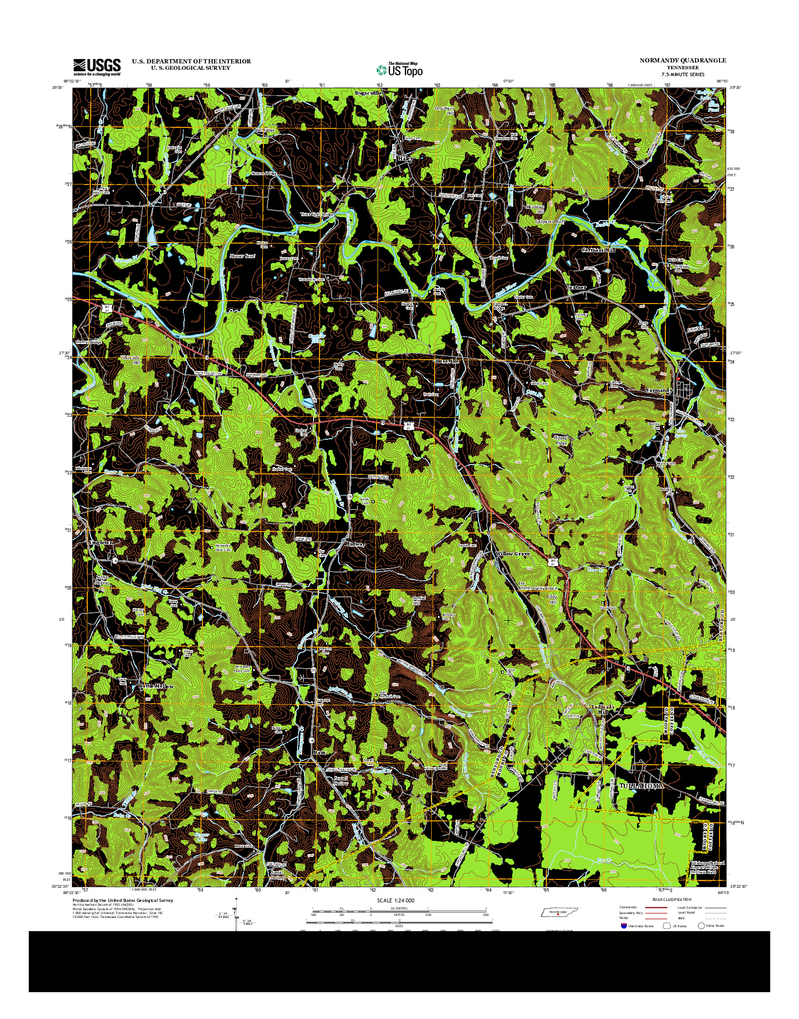 USGS US TOPO 7.5-MINUTE MAP FOR NORMANDY, TN 2013