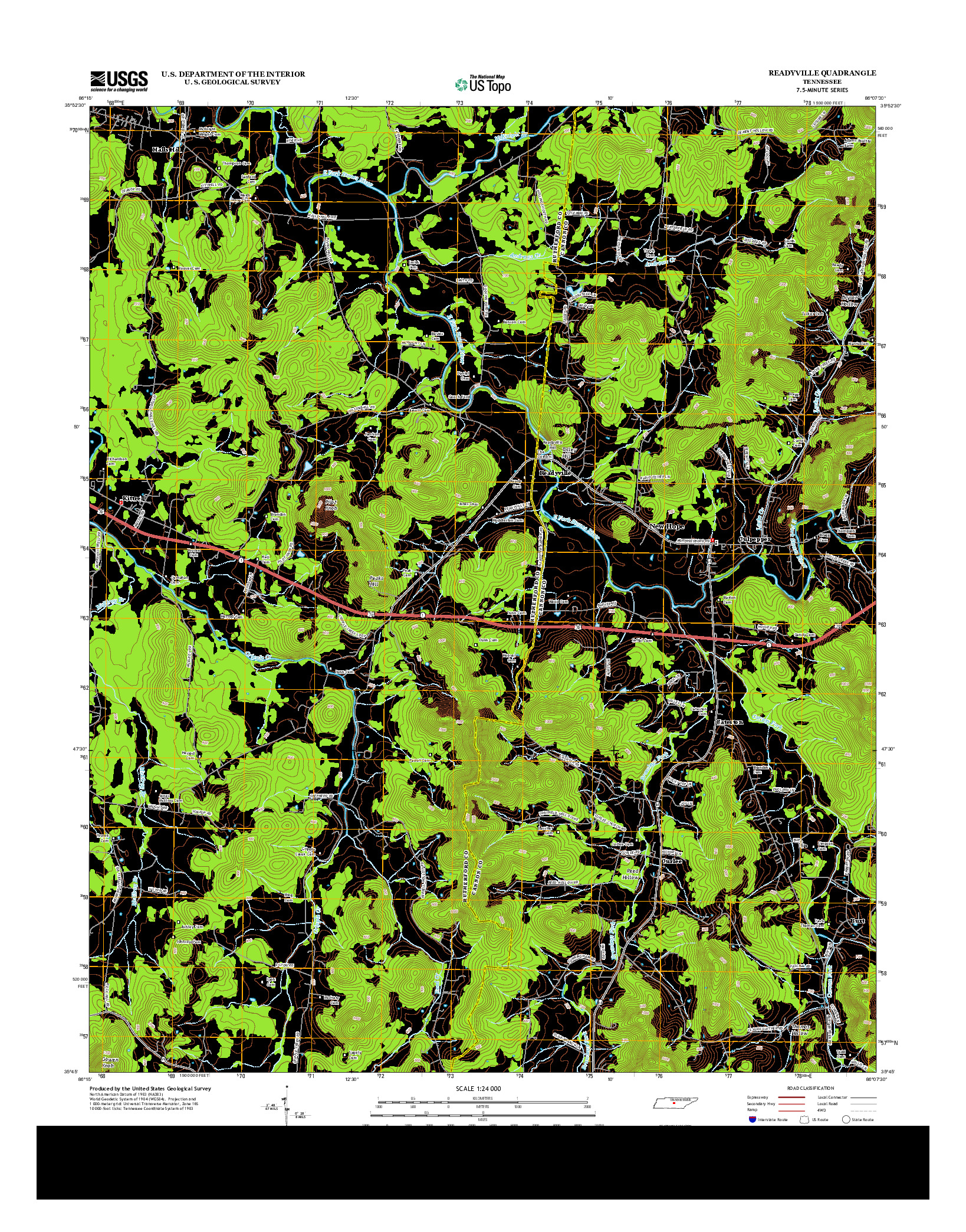 USGS US TOPO 7.5-MINUTE MAP FOR READYVILLE, TN 2013