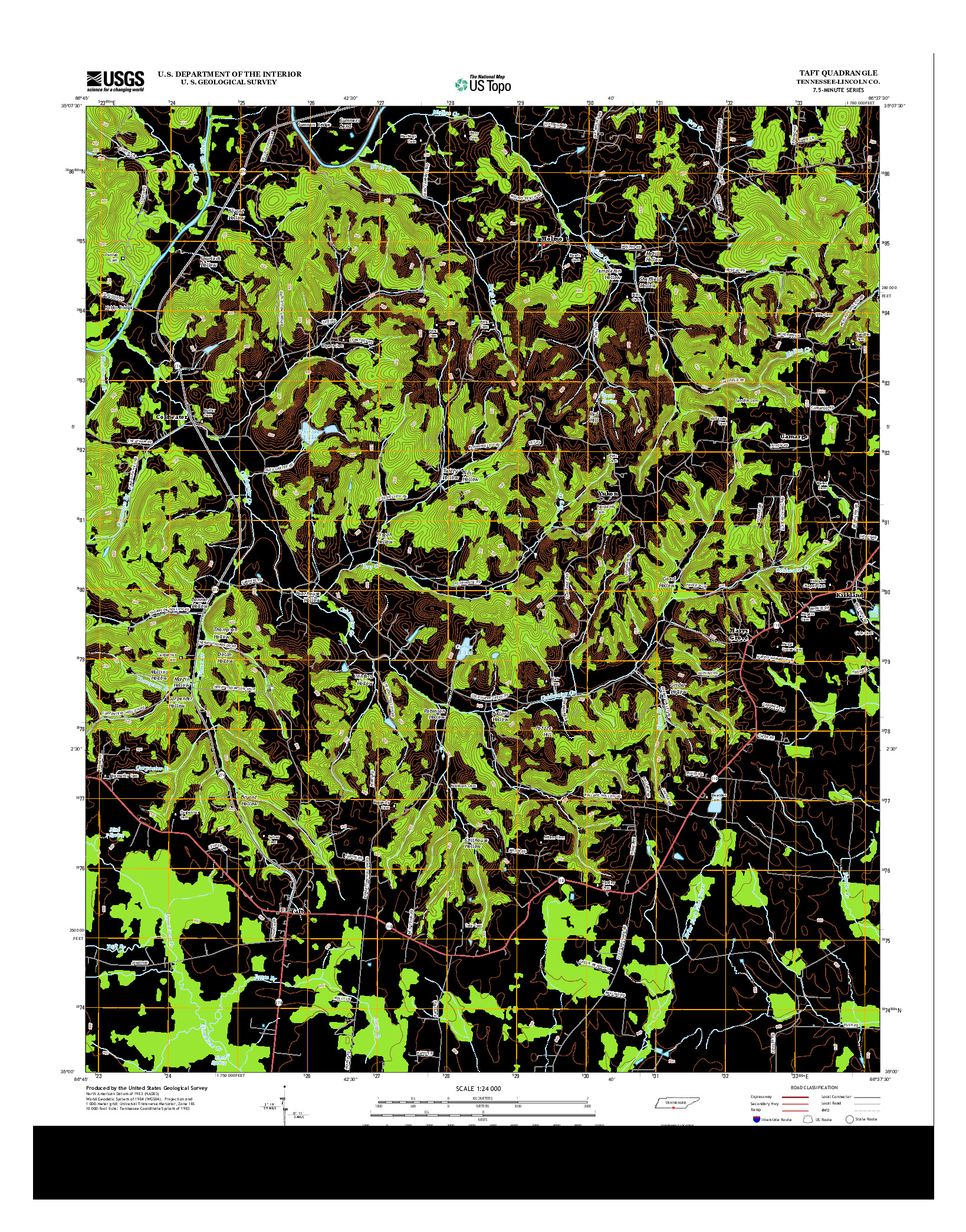 USGS US TOPO 7.5-MINUTE MAP FOR TAFT, TN 2013