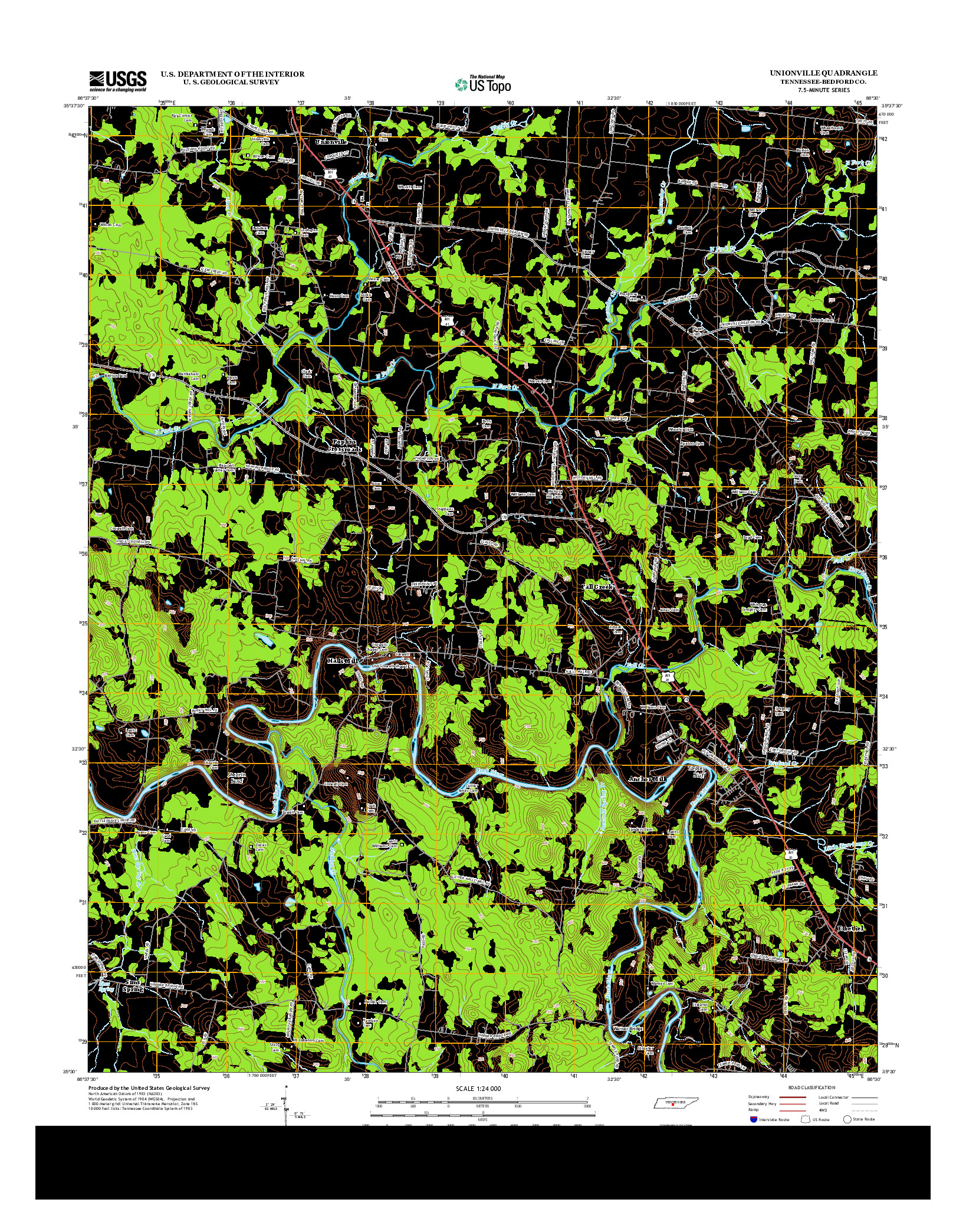 USGS US TOPO 7.5-MINUTE MAP FOR UNIONVILLE, TN 2013