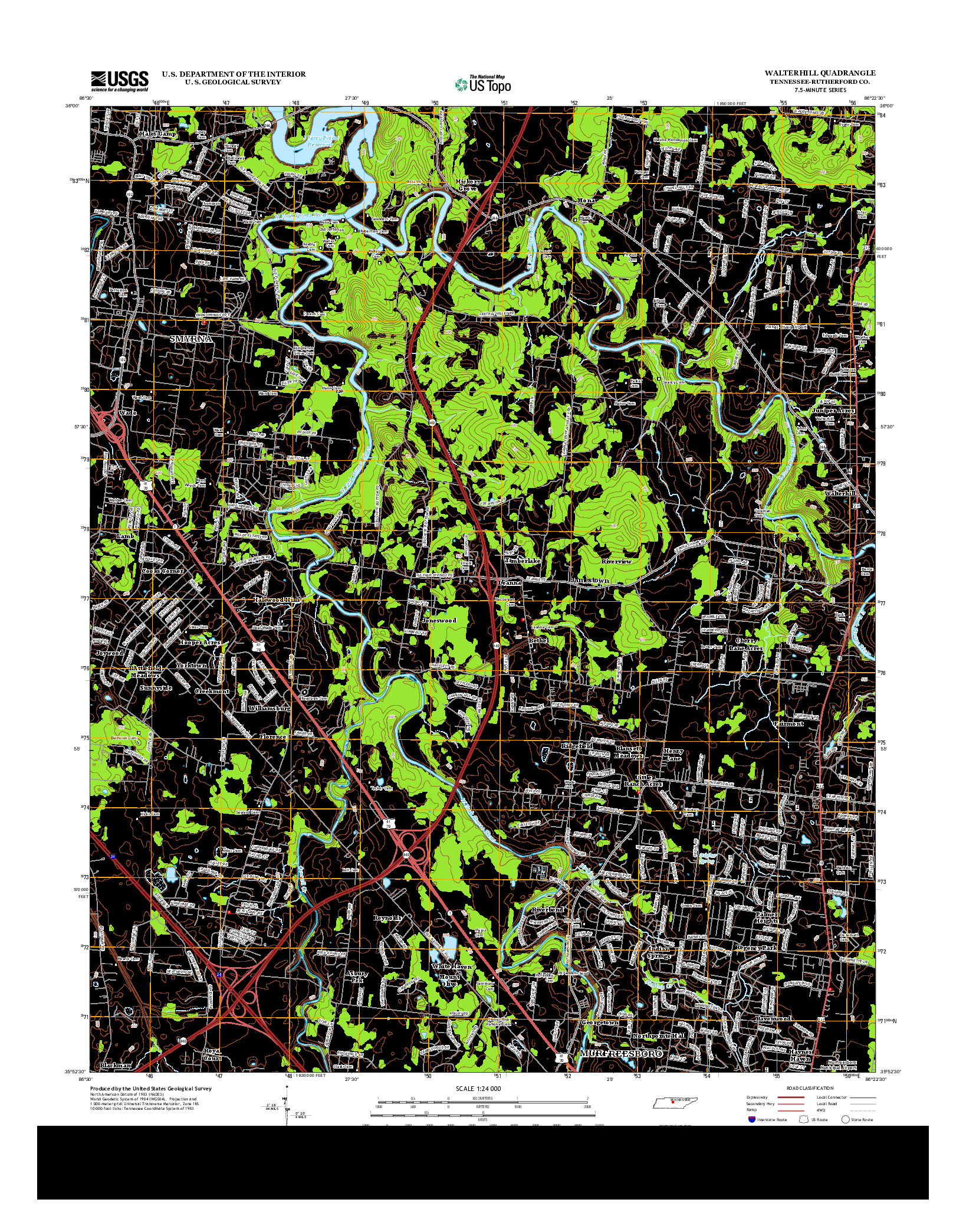 USGS US TOPO 7.5-MINUTE MAP FOR WALTERHILL, TN 2013