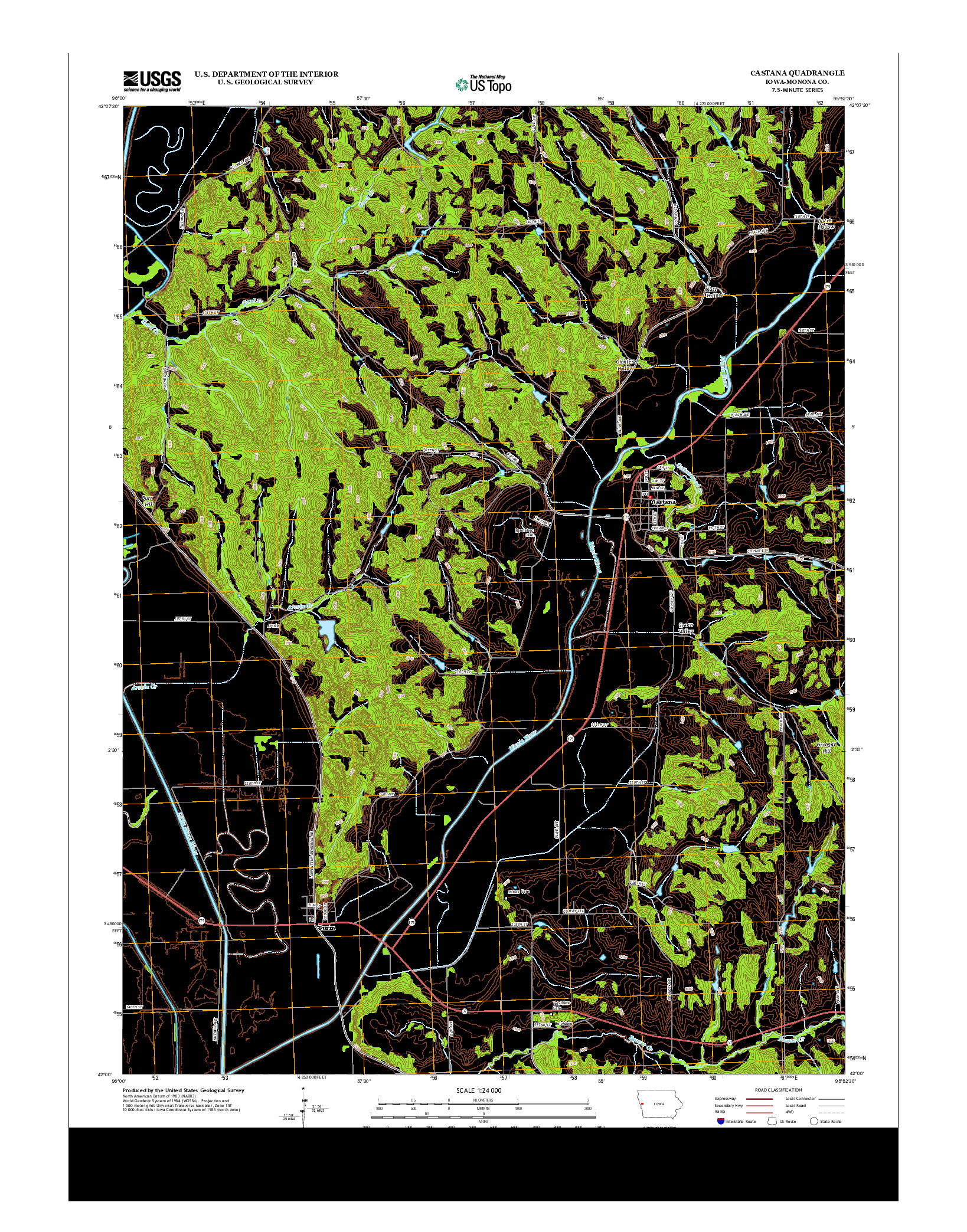 USGS US TOPO 7.5-MINUTE MAP FOR CASTANA, IA 2013