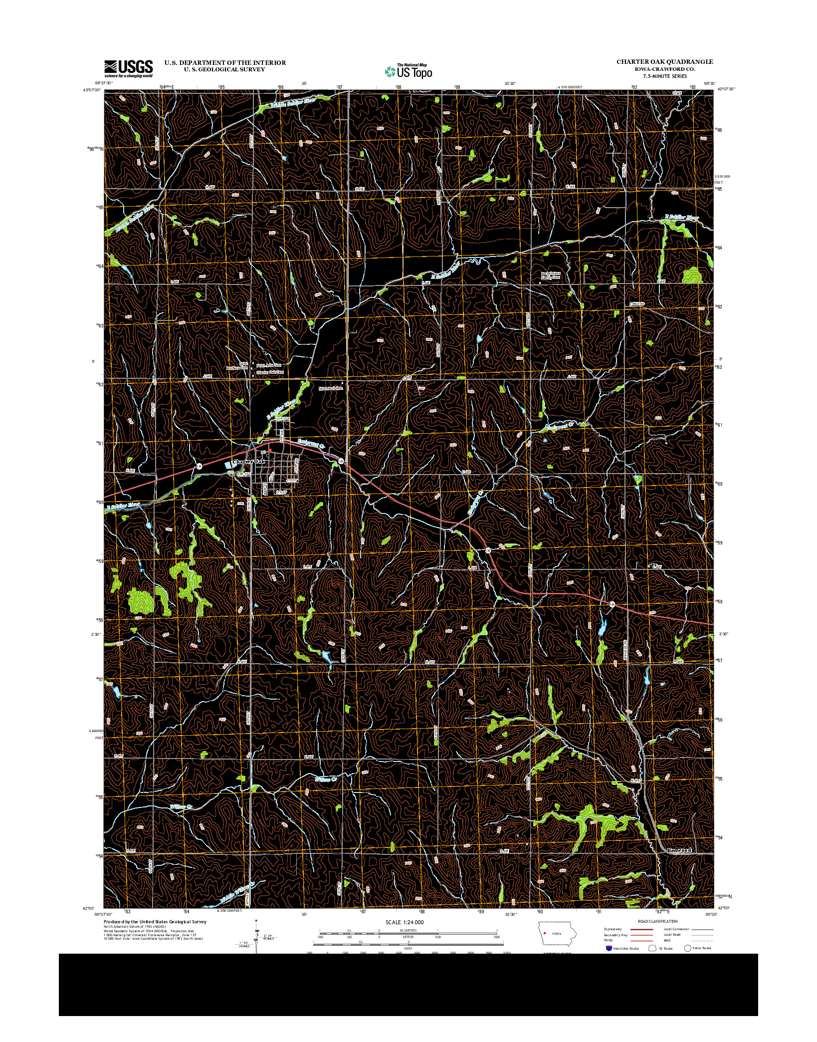 USGS US TOPO 7.5-MINUTE MAP FOR CHARTER OAK, IA 2013
