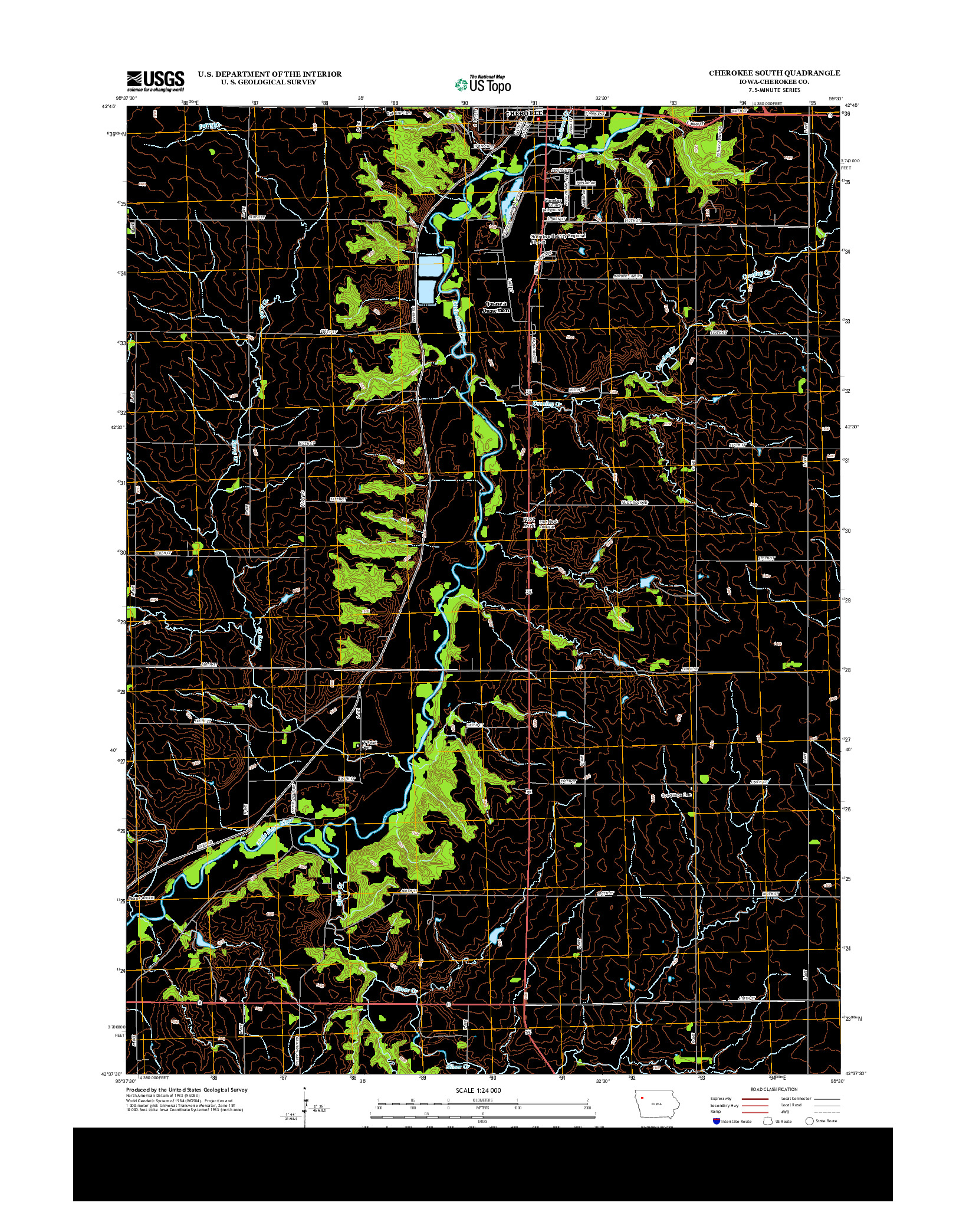 USGS US TOPO 7.5-MINUTE MAP FOR CHEROKEE SOUTH, IA 2013