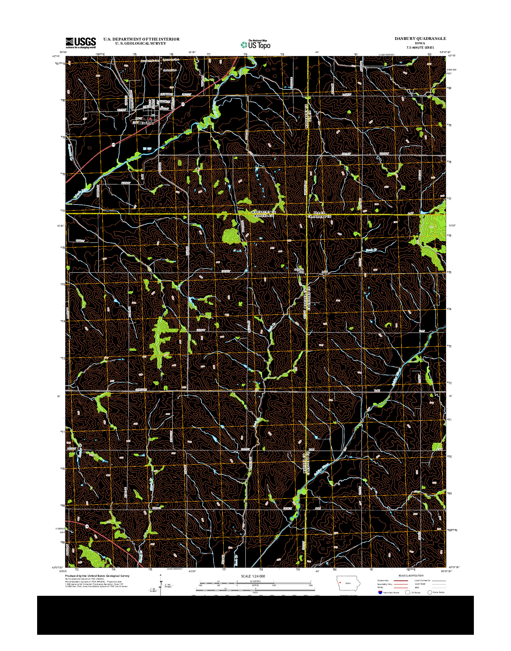 USGS US TOPO 7.5-MINUTE MAP FOR DANBURY, IA 2013