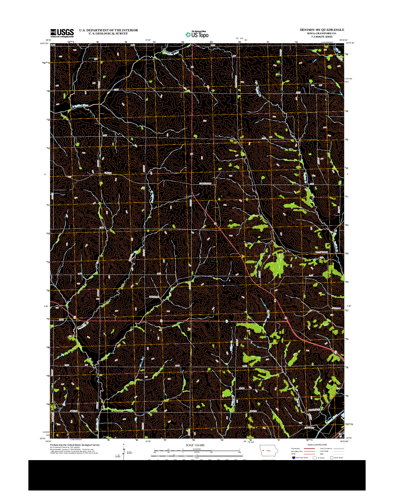 USGS US TOPO 7.5-MINUTE MAP FOR DENISON SW, IA 2013