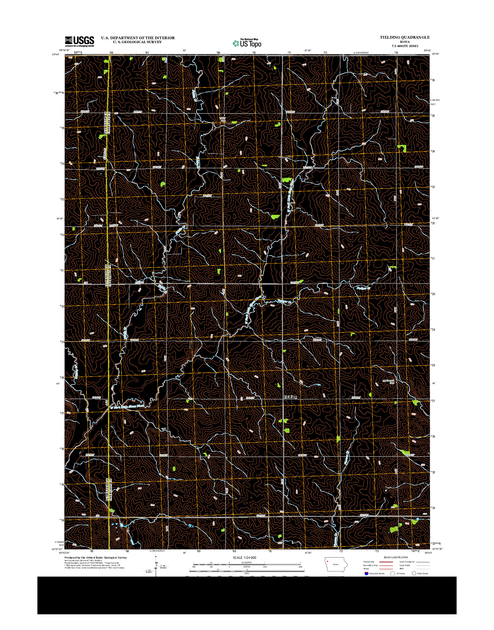USGS US TOPO 7.5-MINUTE MAP FOR FIELDING, IA 2013