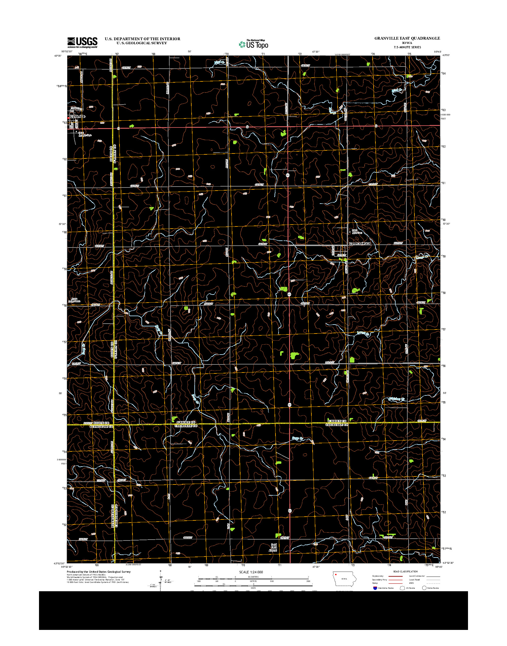 USGS US TOPO 7.5-MINUTE MAP FOR GRANVILLE EAST, IA 2013