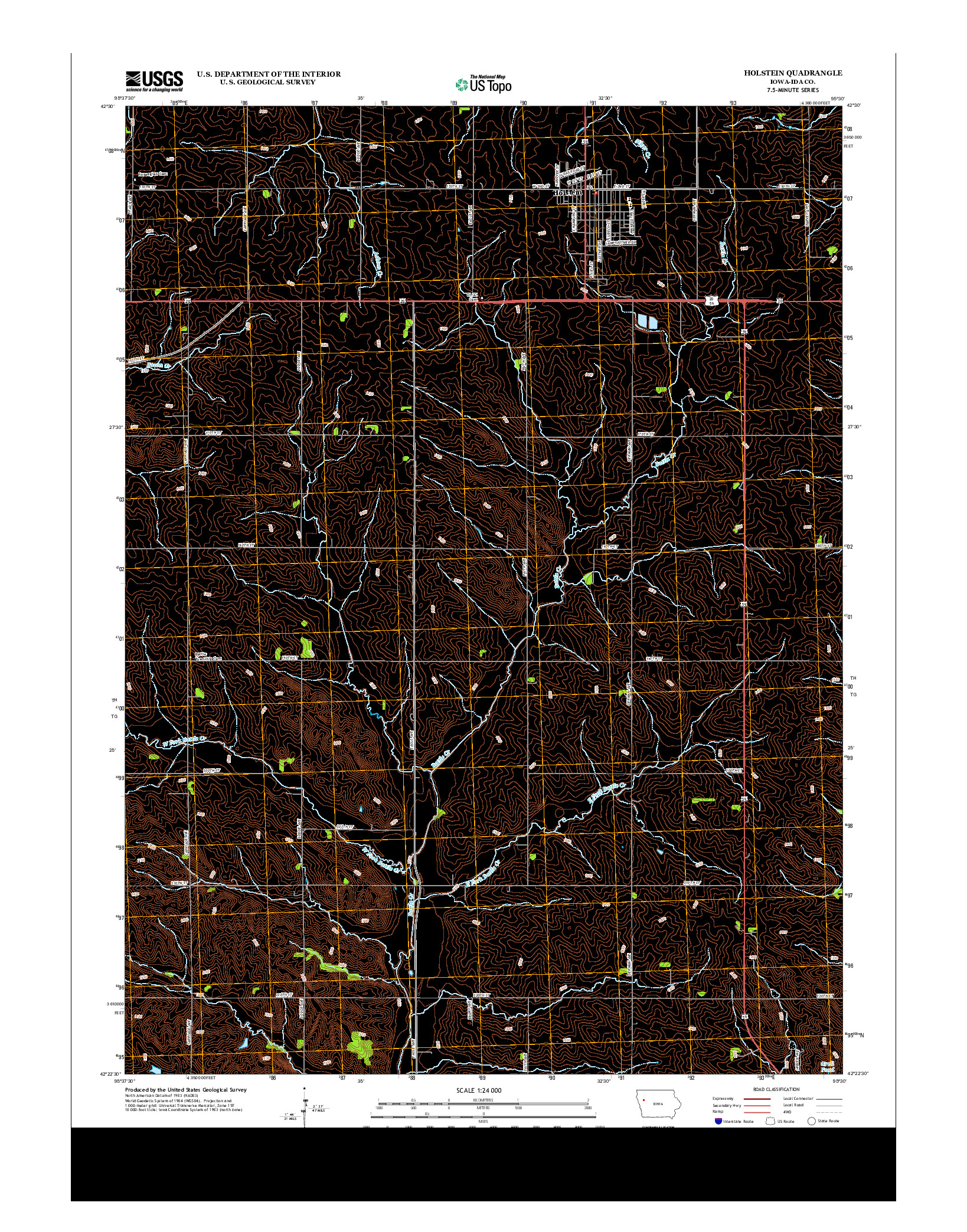 USGS US TOPO 7.5-MINUTE MAP FOR HOLSTEIN, IA 2013