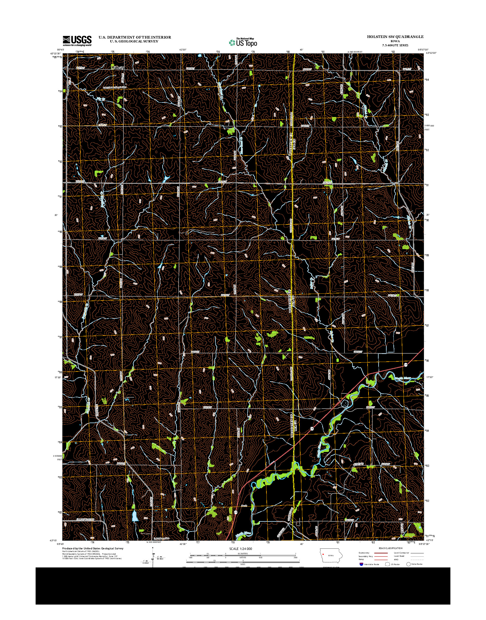 USGS US TOPO 7.5-MINUTE MAP FOR HOLSTEIN SW, IA 2013