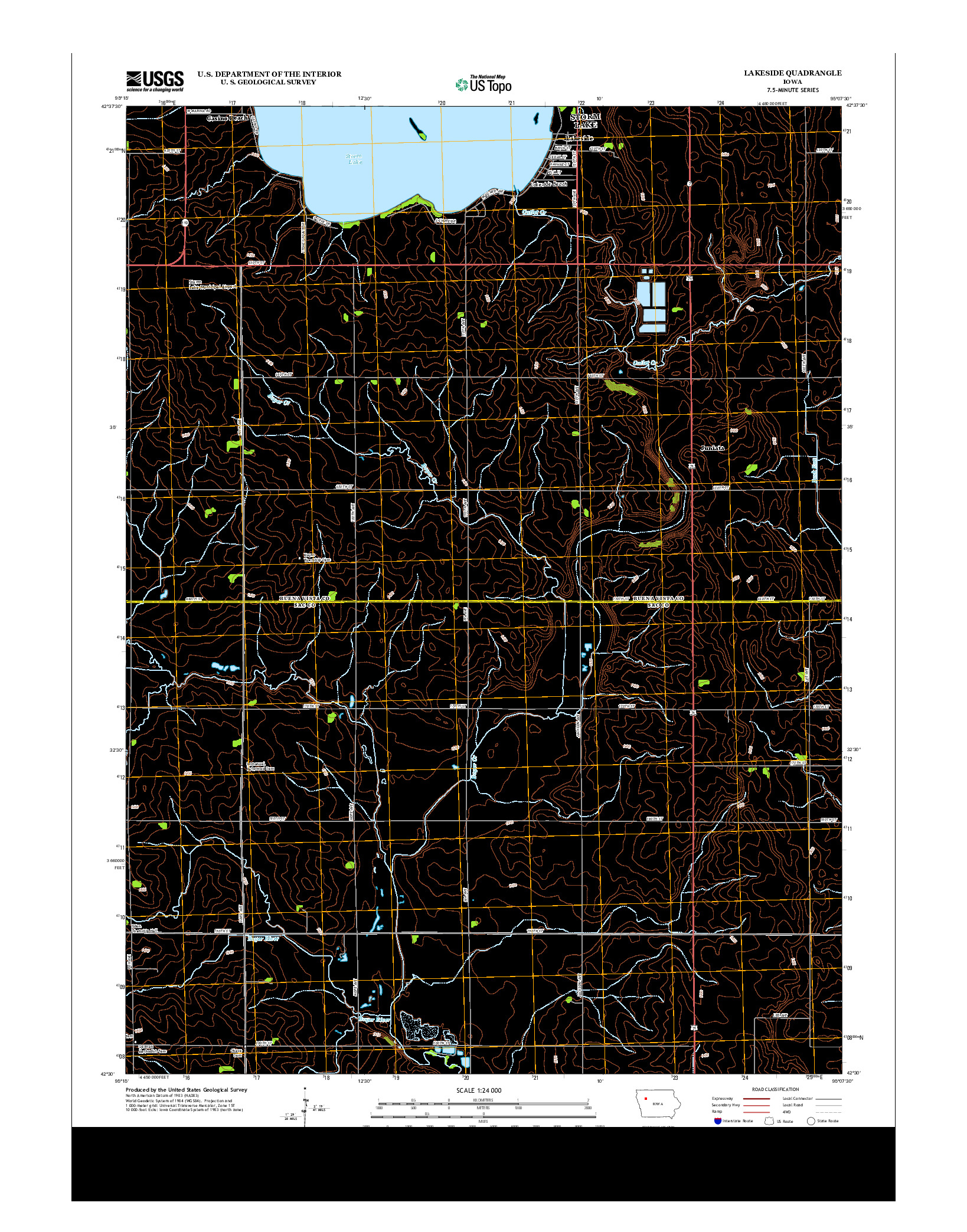 USGS US TOPO 7.5-MINUTE MAP FOR LAKESIDE, IA 2013