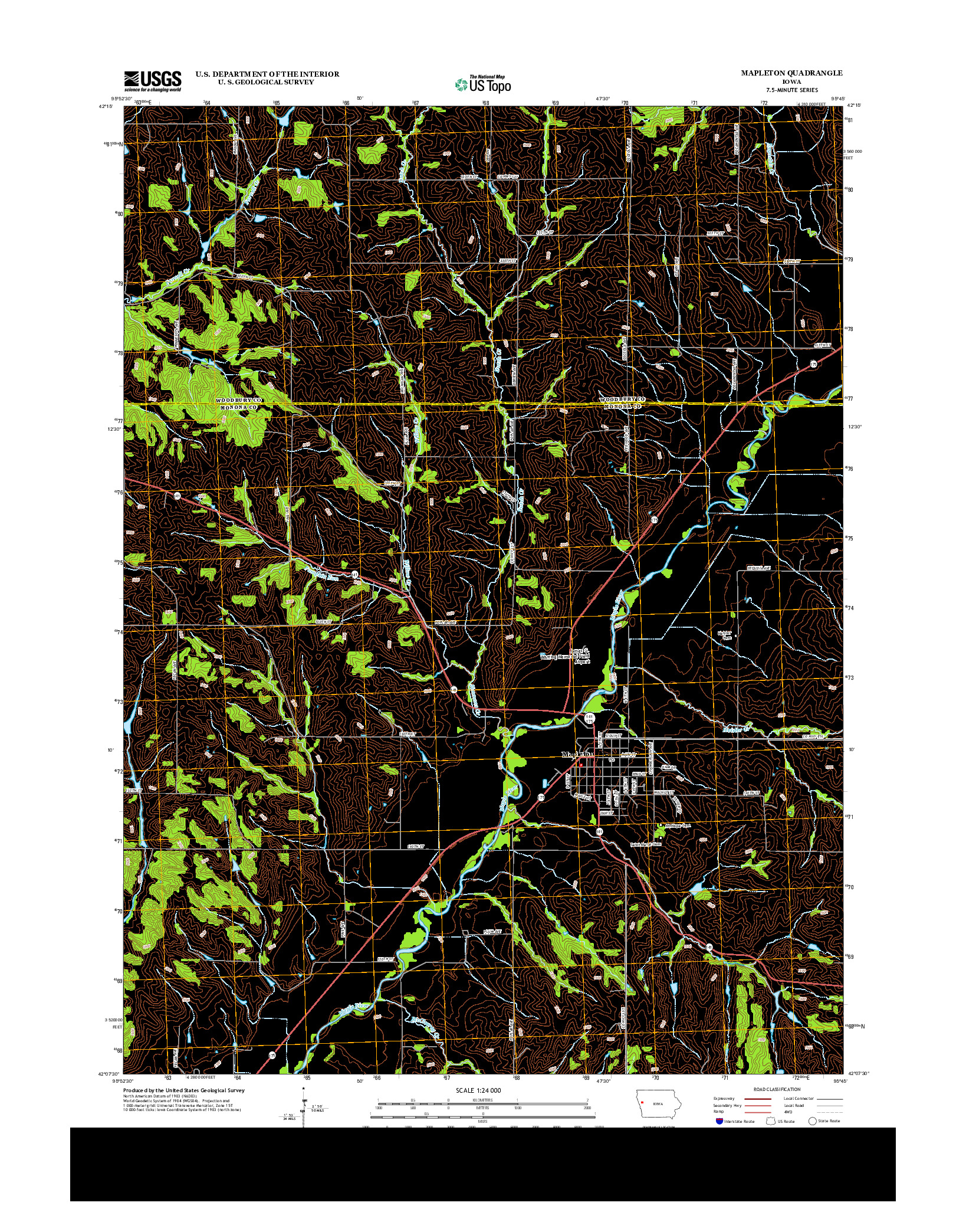 USGS US TOPO 7.5-MINUTE MAP FOR MAPLETON, IA 2013