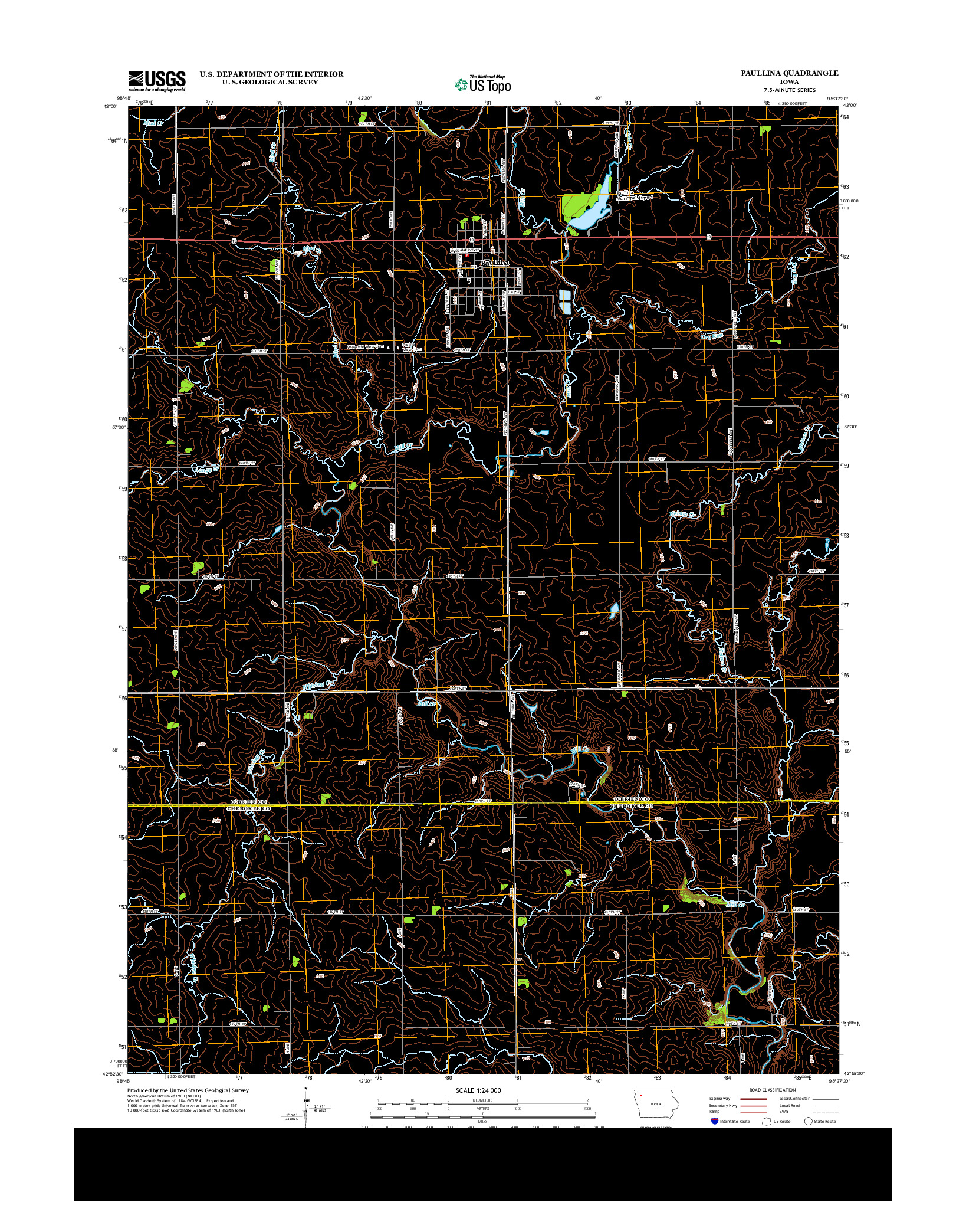 USGS US TOPO 7.5-MINUTE MAP FOR PAULLINA, IA 2013