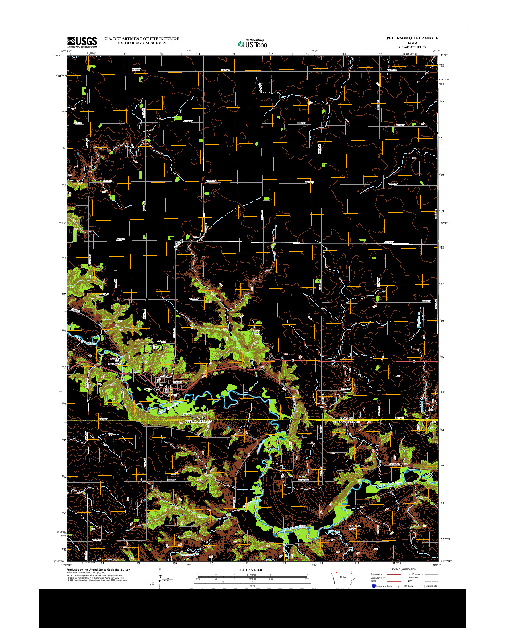 USGS US TOPO 7.5-MINUTE MAP FOR PETERSON, IA 2013