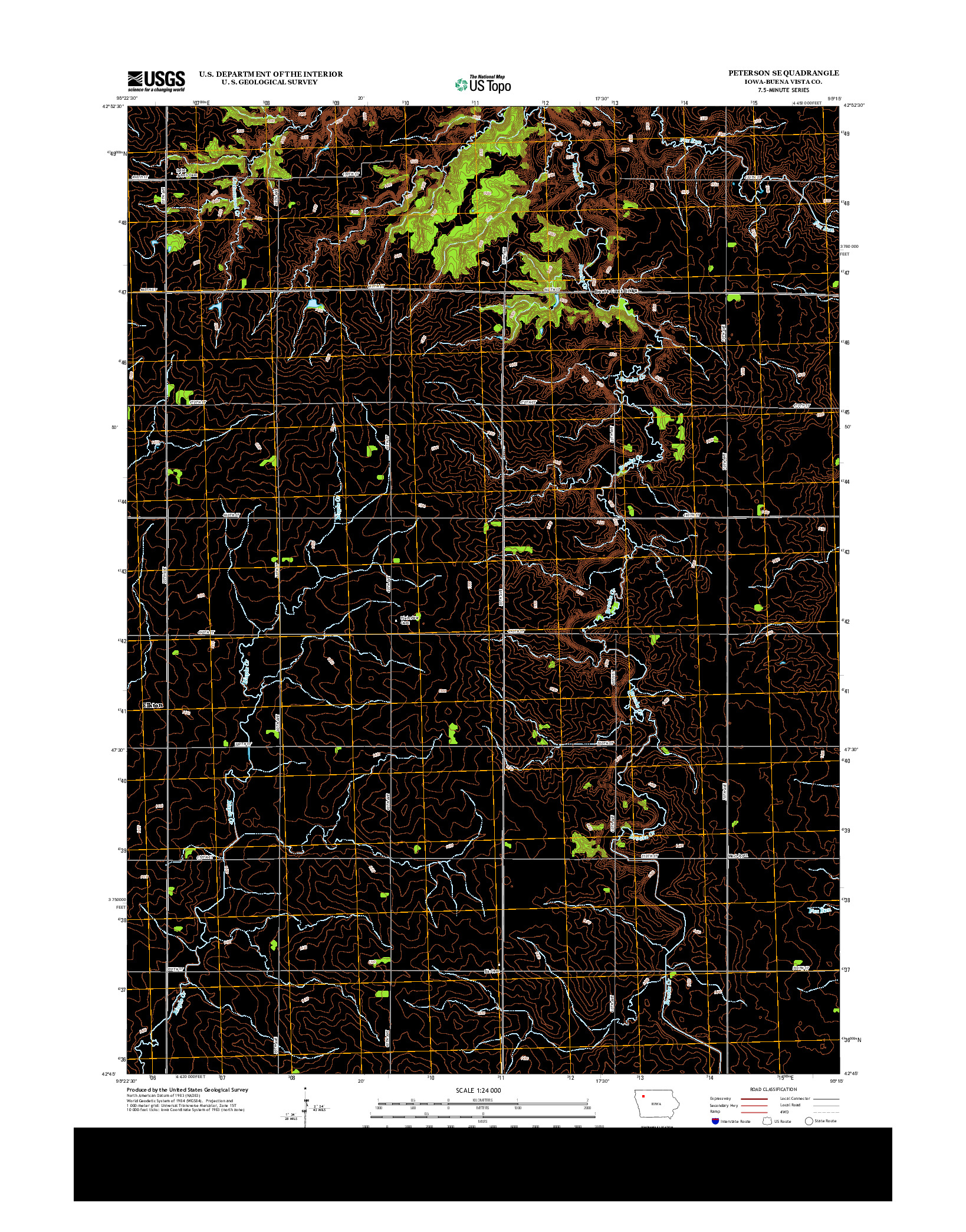 USGS US TOPO 7.5-MINUTE MAP FOR PETERSON SE, IA 2013