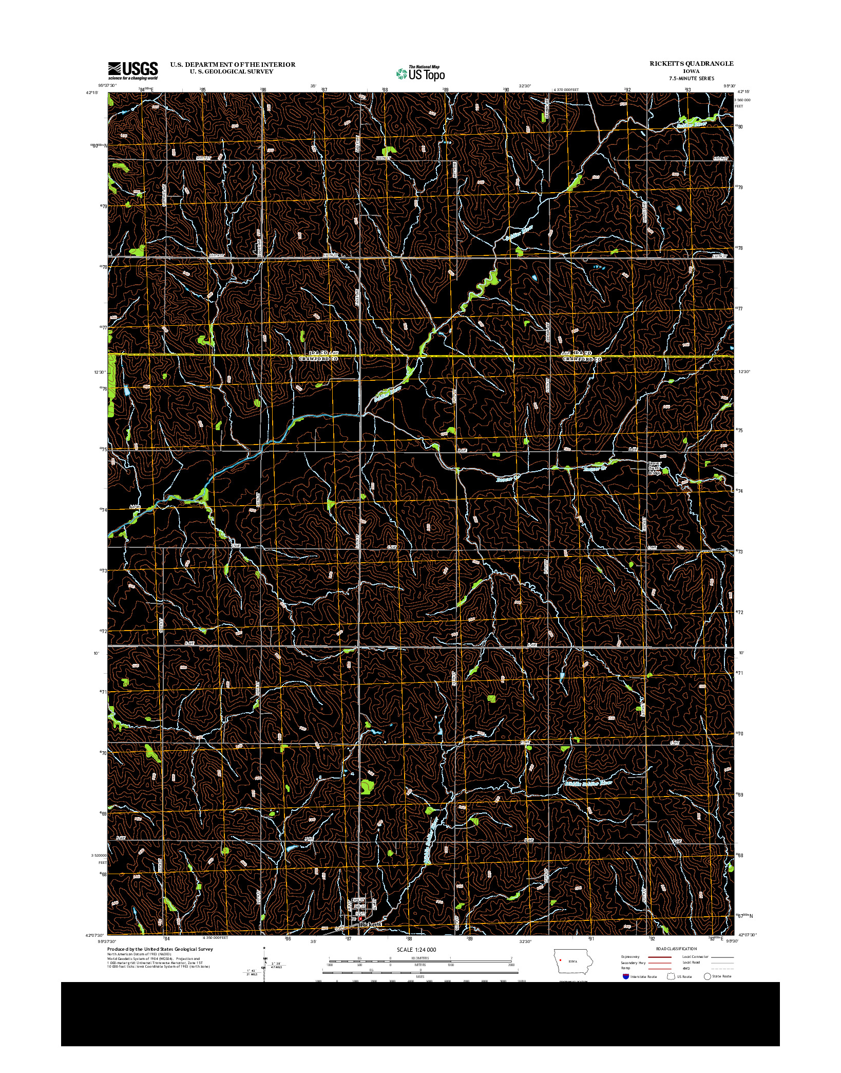 USGS US TOPO 7.5-MINUTE MAP FOR RICKETTS, IA 2013