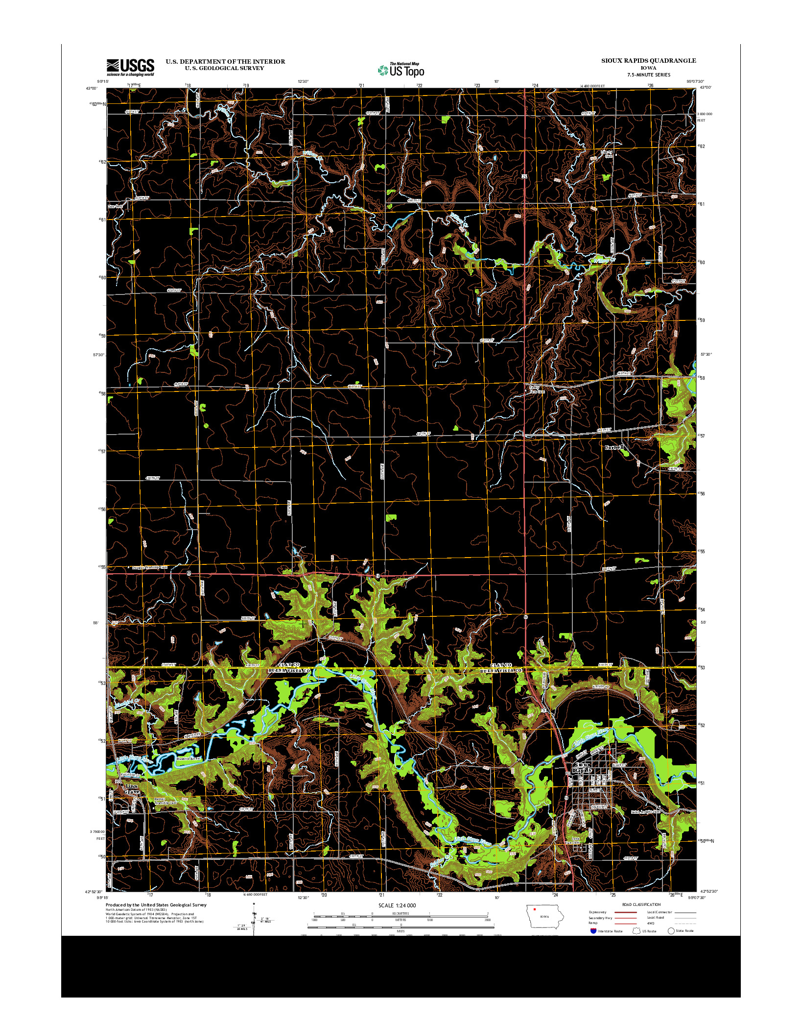 USGS US TOPO 7.5-MINUTE MAP FOR SIOUX RAPIDS, IA 2013