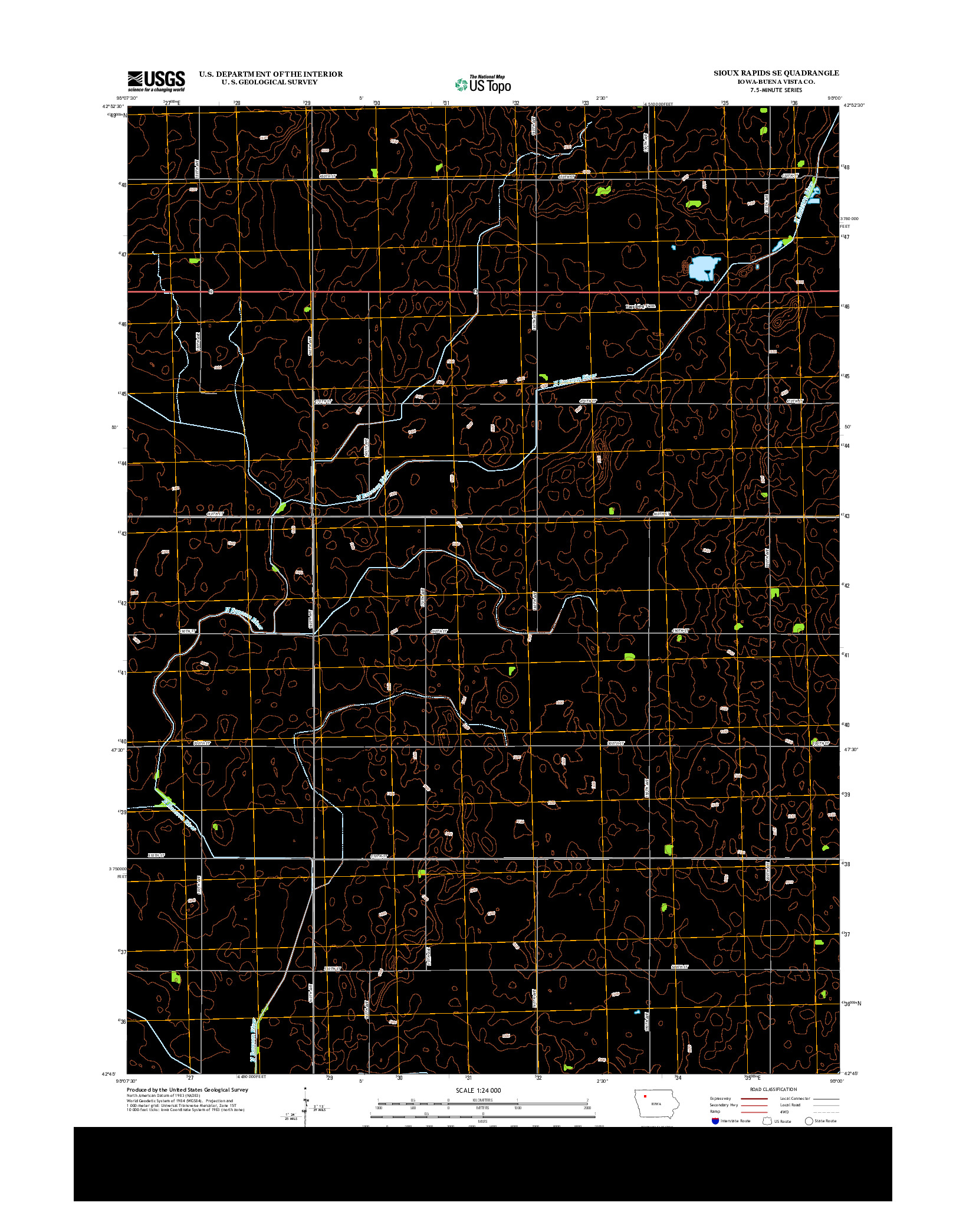 USGS US TOPO 7.5-MINUTE MAP FOR SIOUX RAPIDS SE, IA 2013