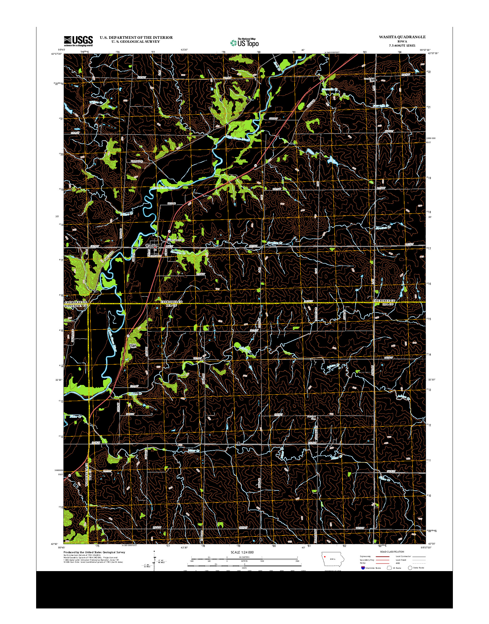 USGS US TOPO 7.5-MINUTE MAP FOR WASHTA, IA 2013