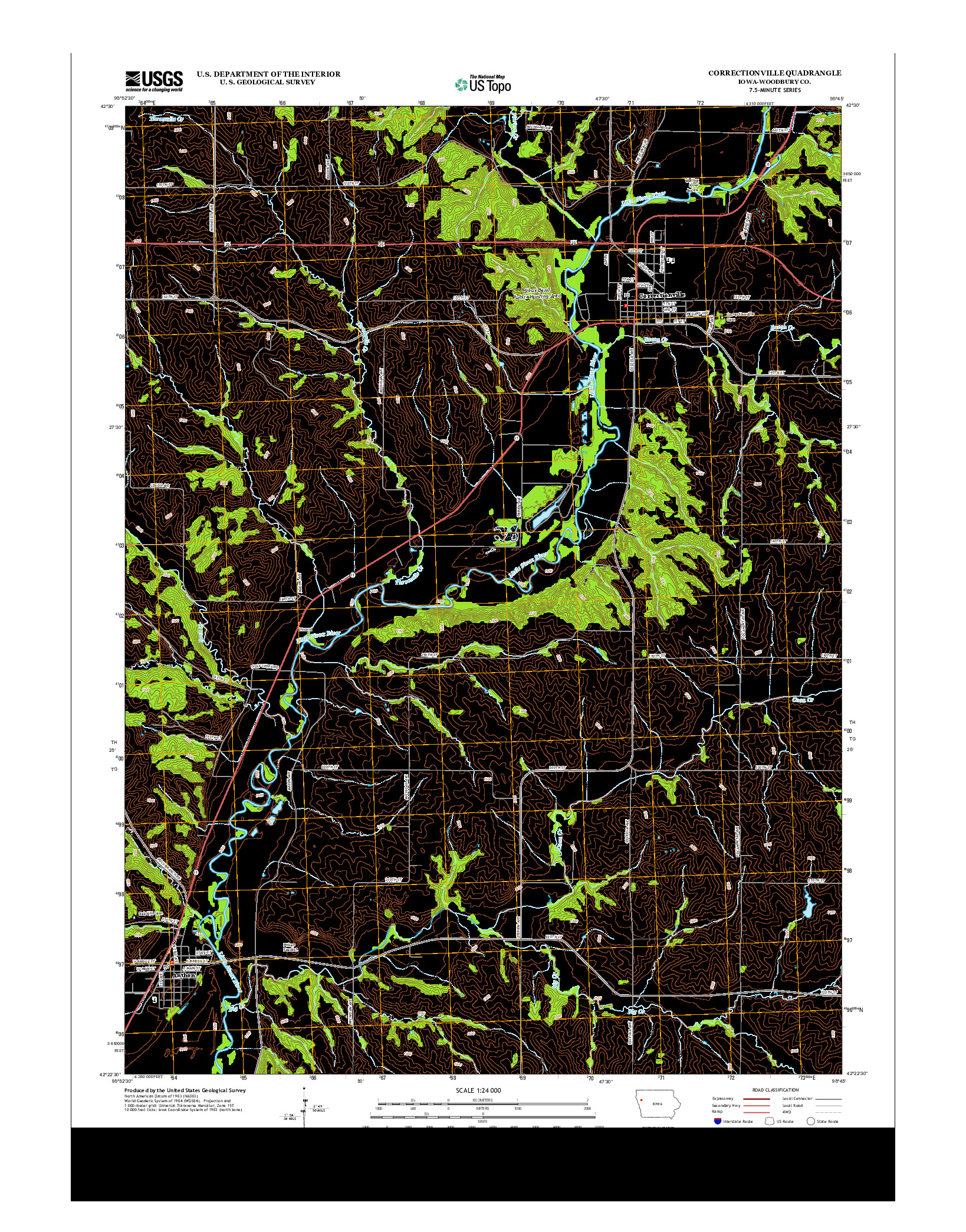 USGS US TOPO 7.5-MINUTE MAP FOR CORRECTIONVILLE, IA 2013