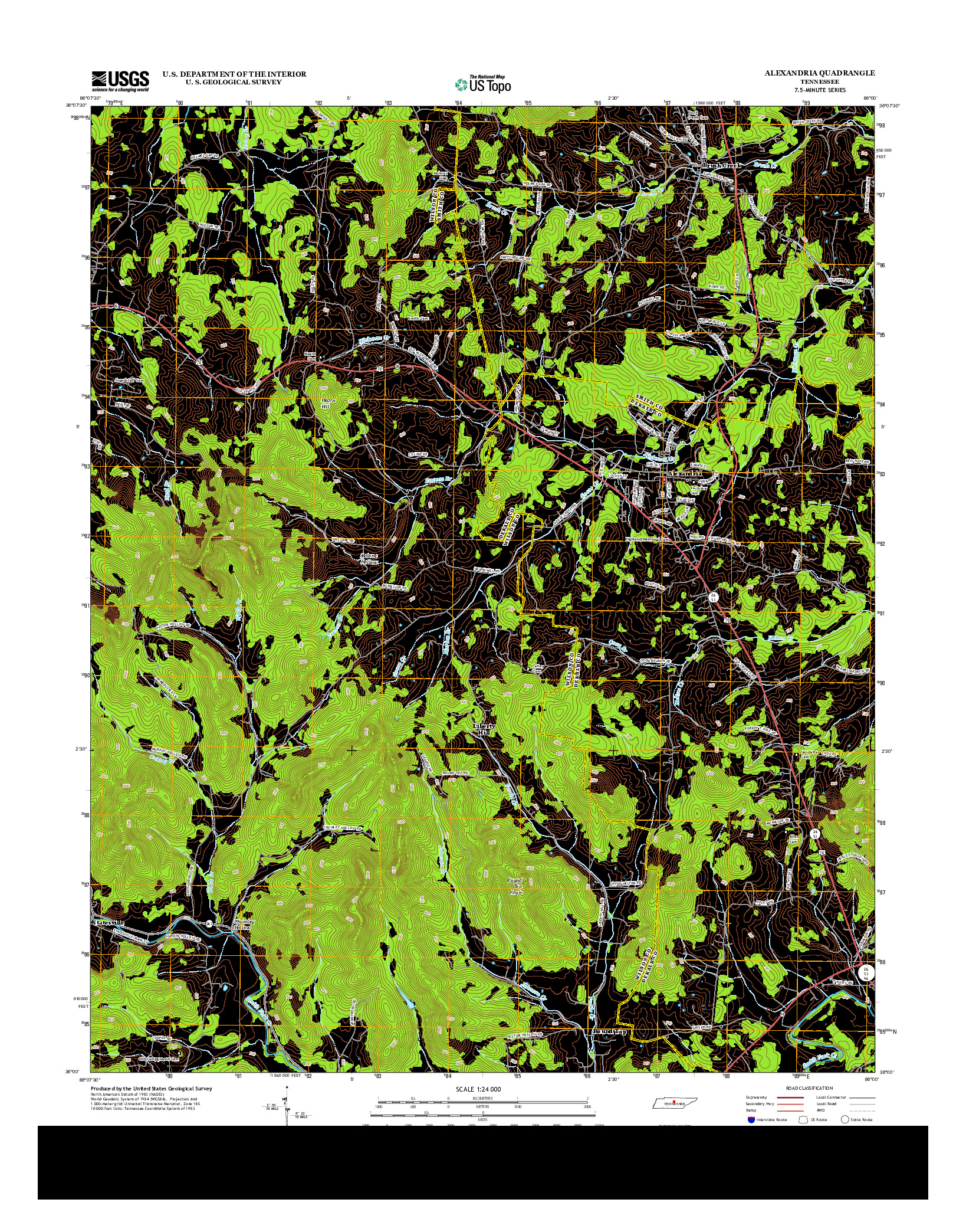 USGS US TOPO 7.5-MINUTE MAP FOR ALEXANDRIA, TN 2013